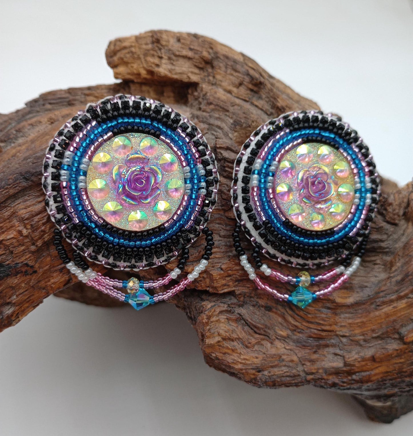 Hand Beaded Earrings: Anishinaabe/Ojibwe Beadwork, Hypoallergenic Hooks