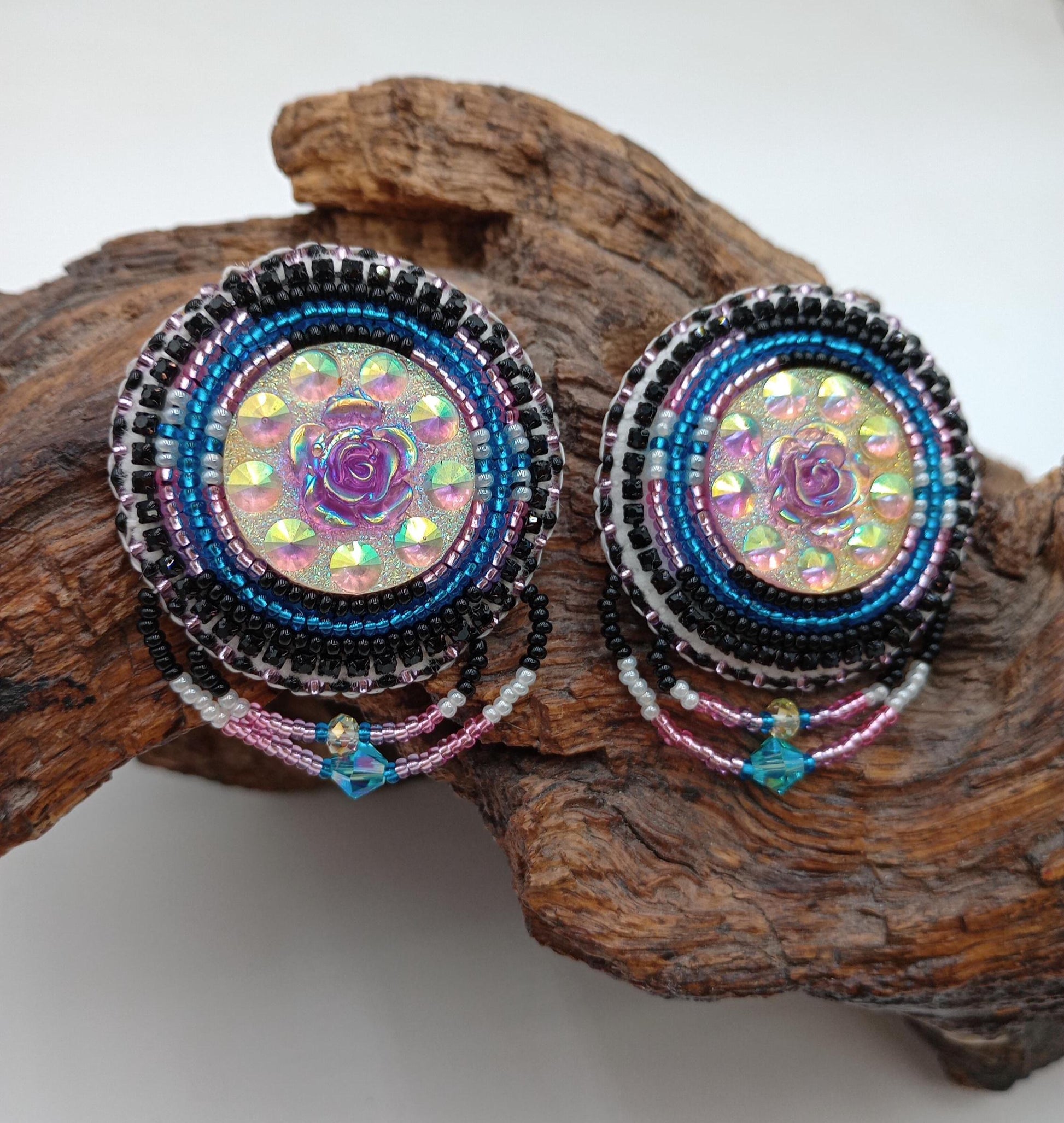 Hand Beaded Earrings: Anishinaabe/Ojibwe Beadwork, Hypoallergenic Hooks
