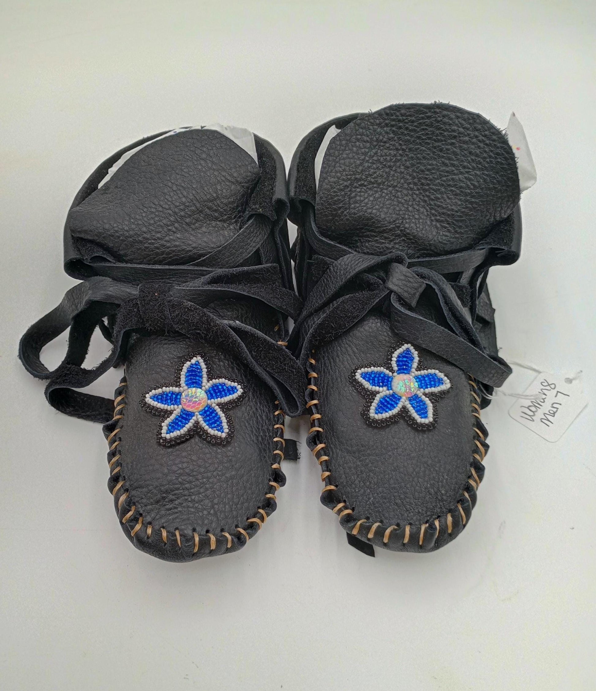Handmade Beaded Leather Moccasins – Women's Size 8, Anishinaabe Made