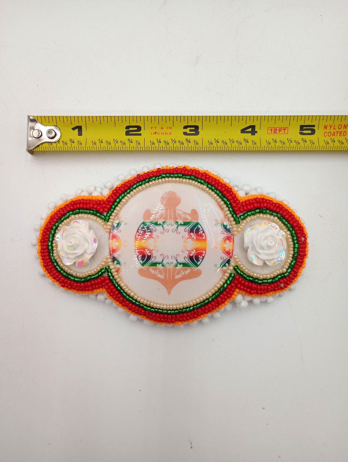 Hand Beaded Barrette: Ojibwe/Anishinaabe Made - Traditional Design