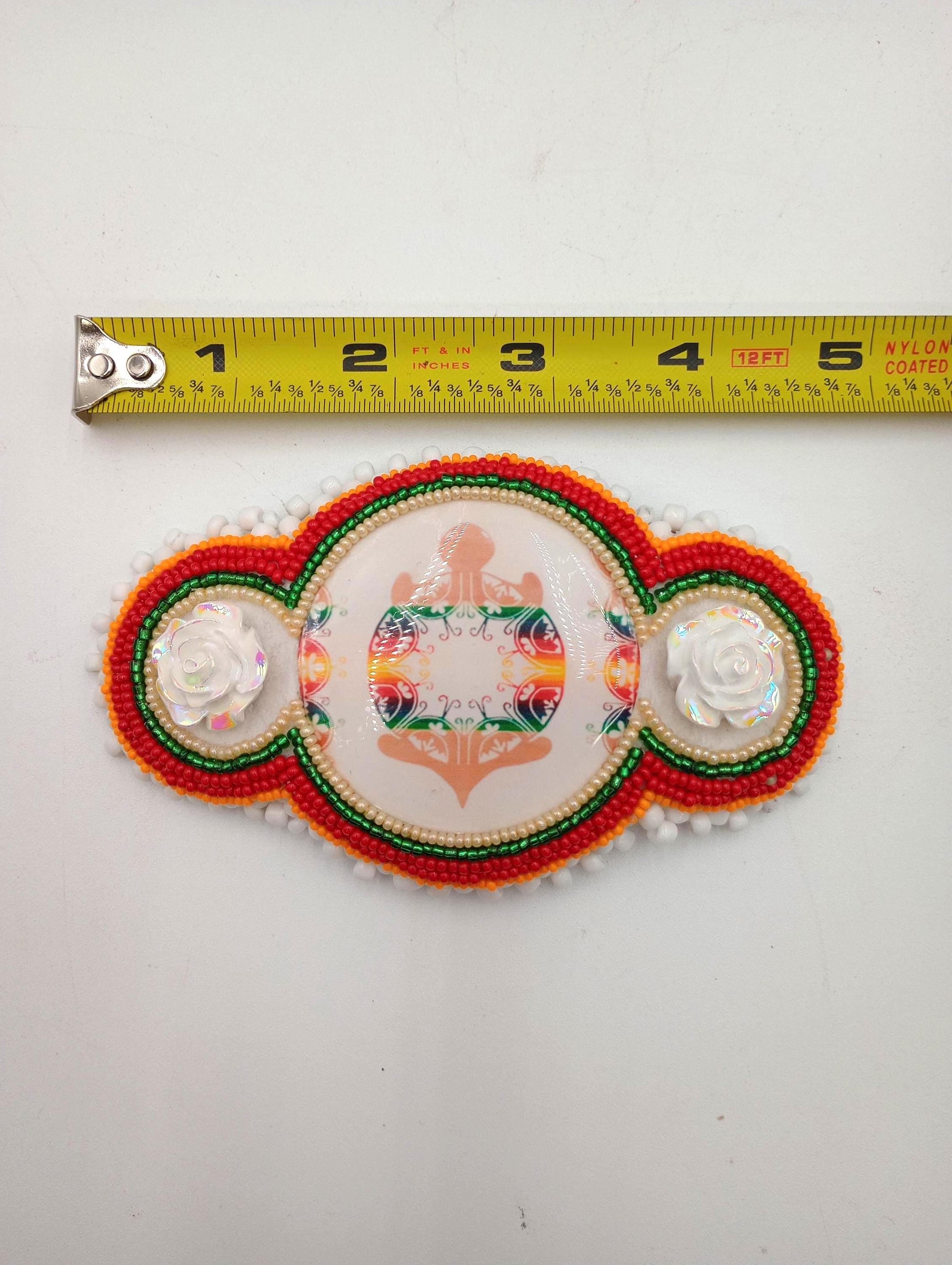 Hand Beaded Barrette: Ojibwe/Anishinaabe Made - Traditional Design