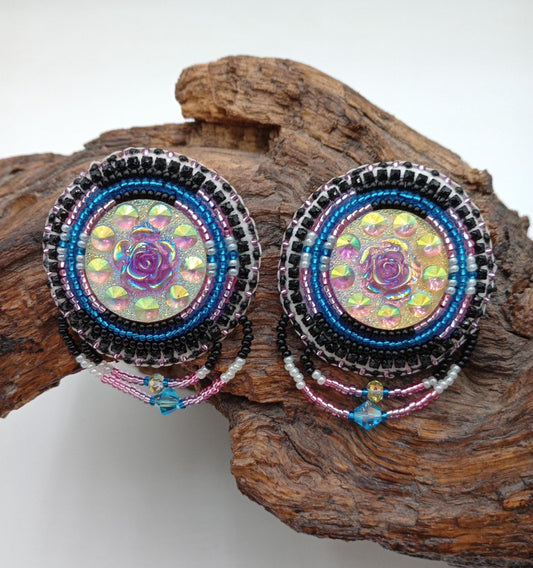Hand Beaded Earrings: Anishinaabe/Ojibwe Beadwork, Hypoallergenic Hooks