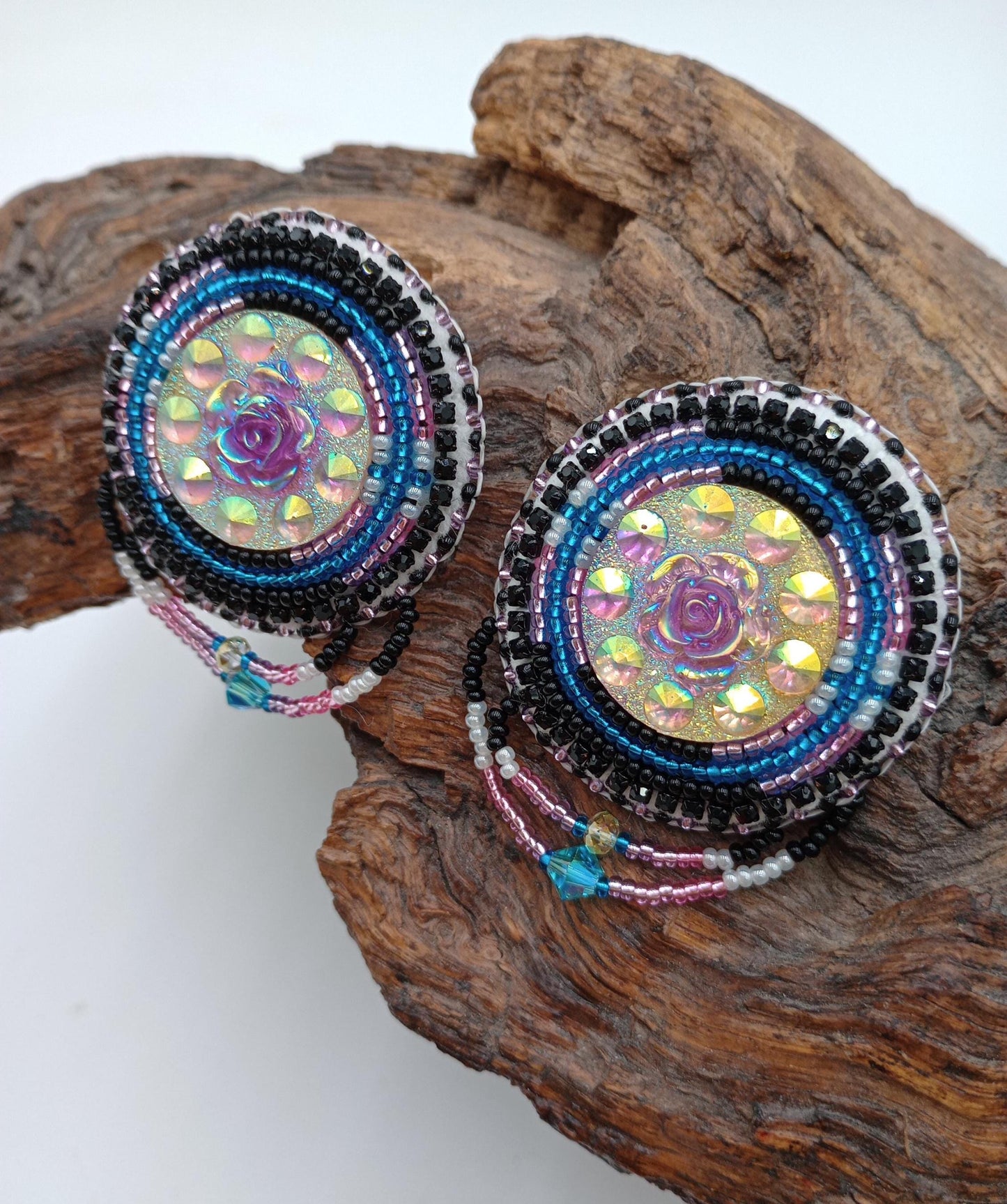 Hand Beaded Earrings: Anishinaabe/Ojibwe Beadwork, Hypoallergenic Hooks
