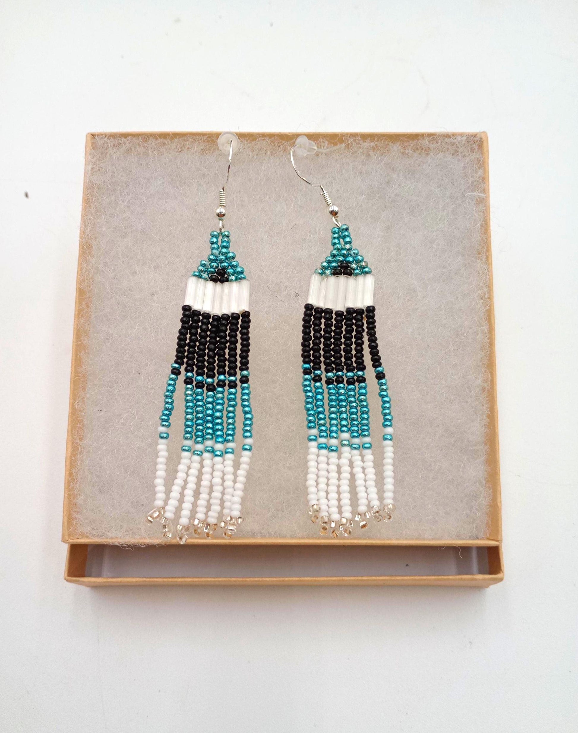 Hand Beaded Fringe Earrings: Anishinaabe/Ojibwe Beadwork