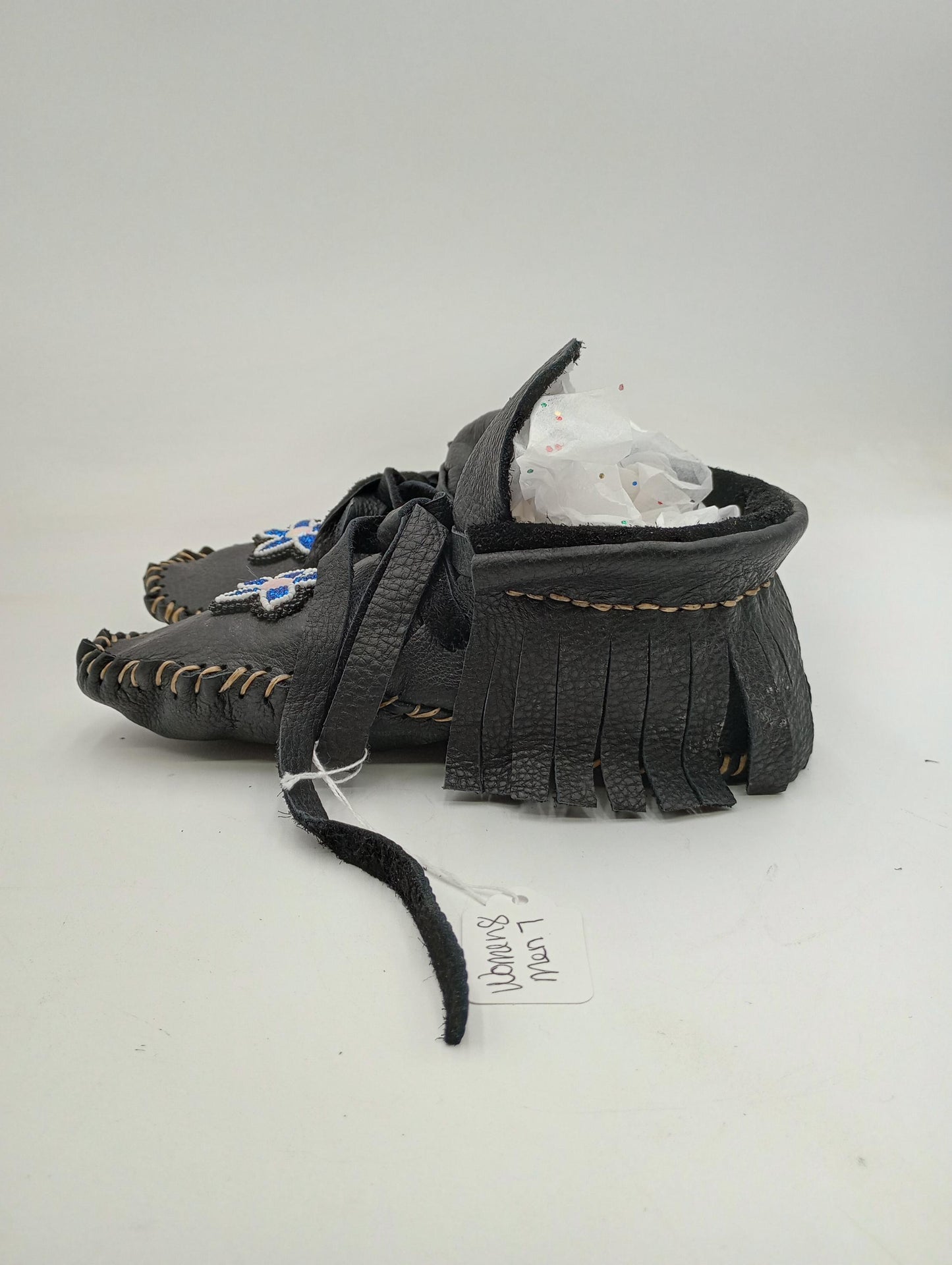 Handmade Beaded Leather Moccasins  - Women'S Size 8, Anishinaabe Made