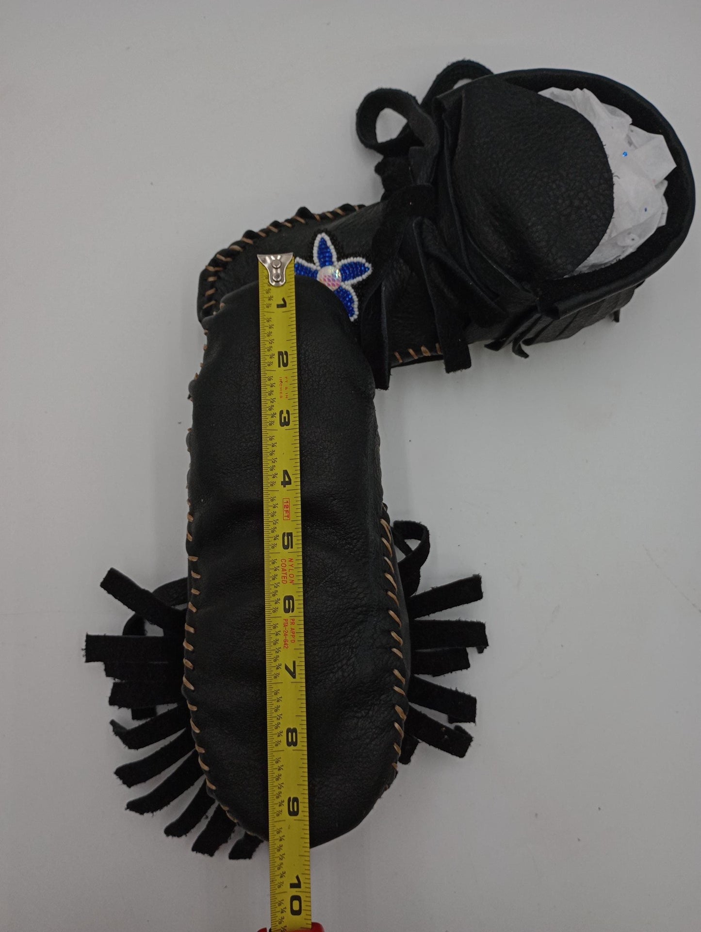 Handmade Beaded Leather Moccasins – Women's Size 8, Anishinaabe Made