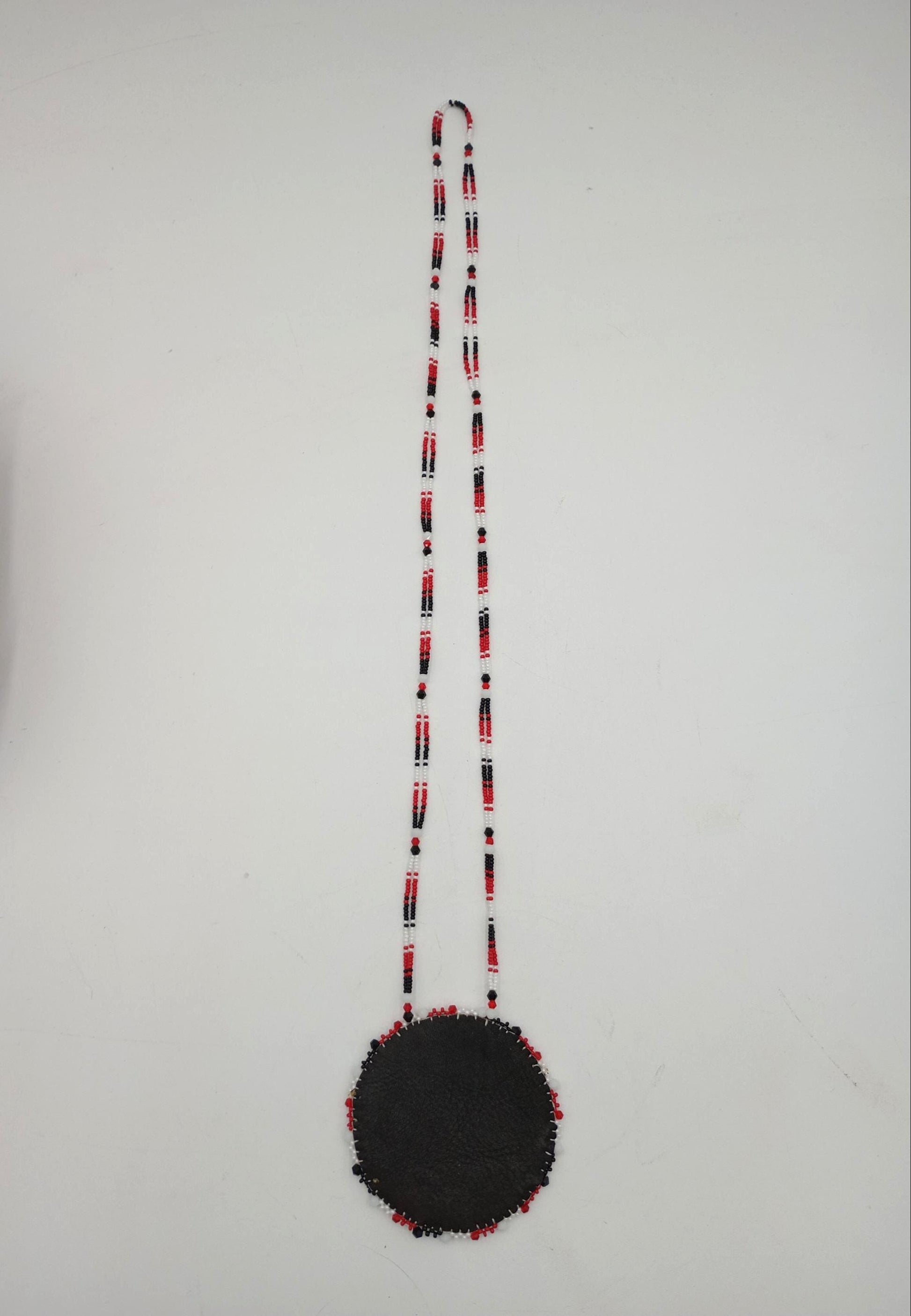 Hand Beaded MMIW Medallion Necklace – Anishinaabe Ojibwe Artisan Made