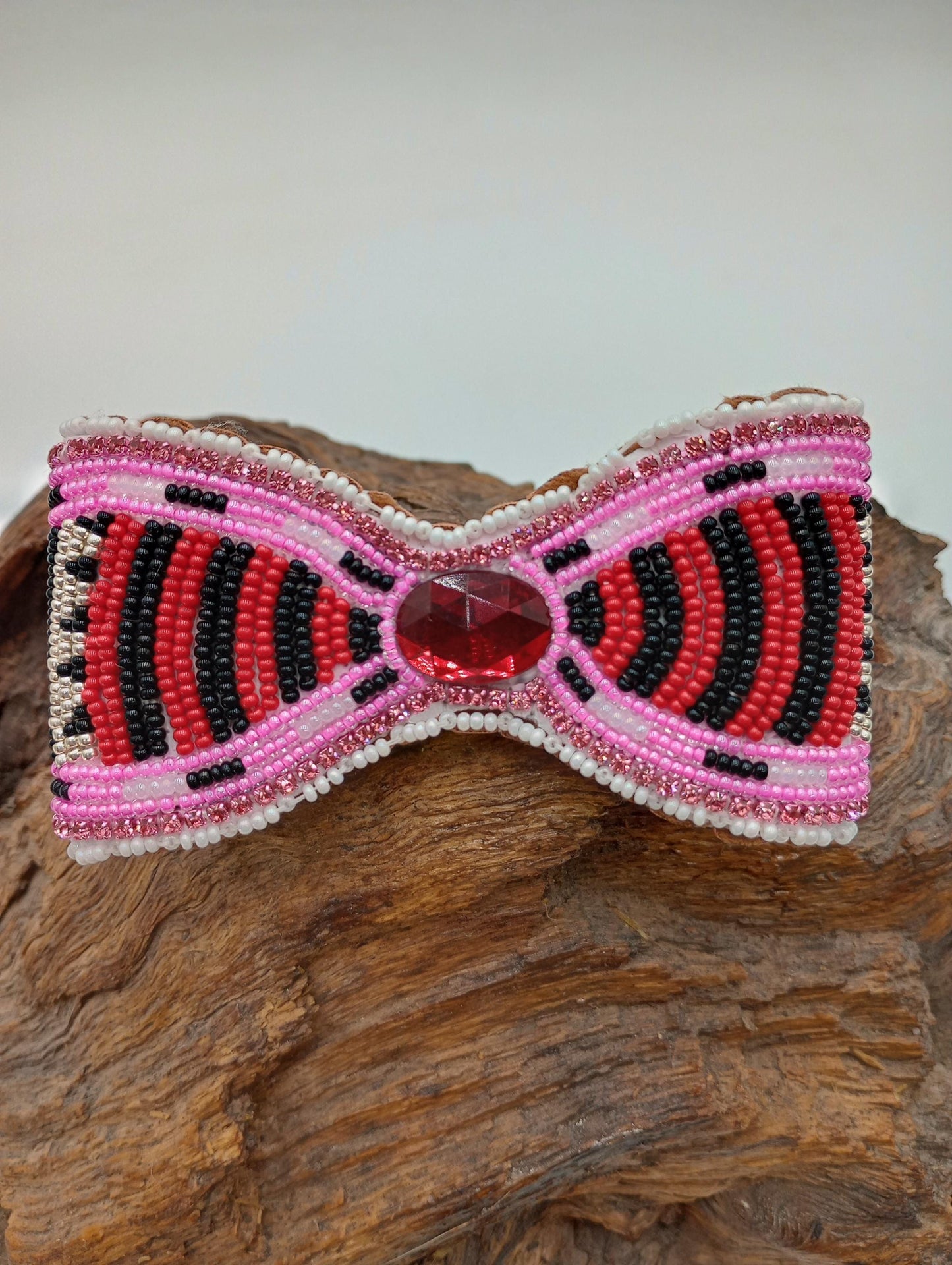 Hand Beaded Hair Barrette - Ojibwe Beading - 3 dimensional