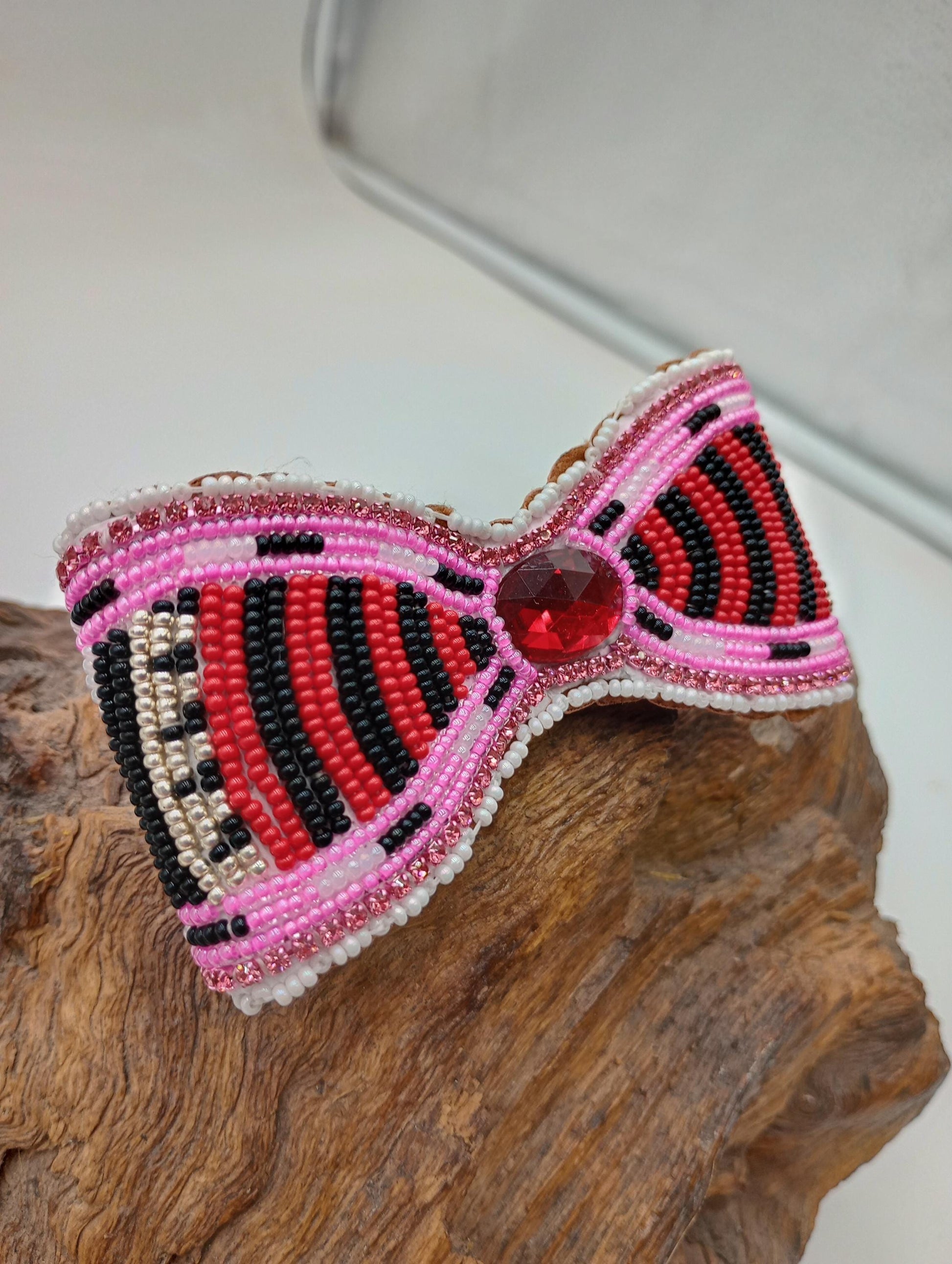 Hand Beaded Hair Barrette - Ojibwe Beading - 3 dimensional