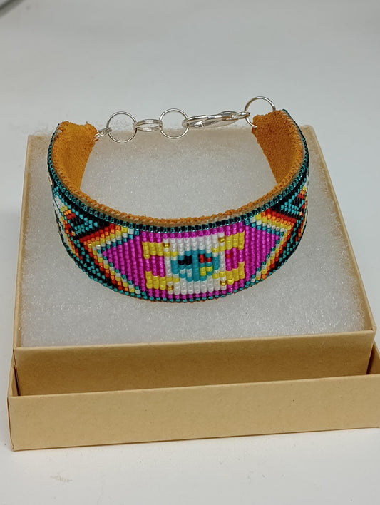Hand Loom Beaded Bracelet – Anishinaabe Ojibwe Made, Four Directions