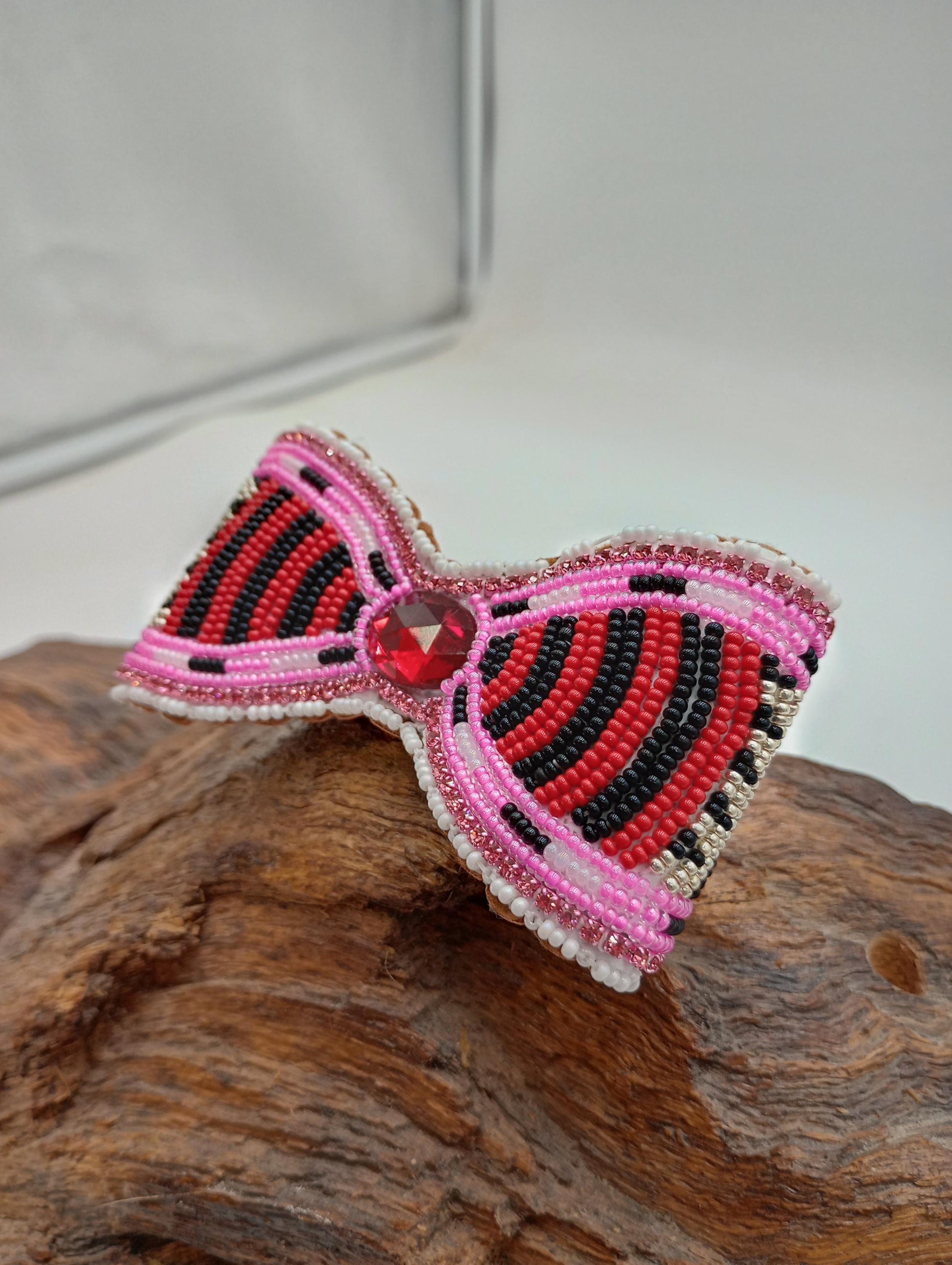 Hand Beaded Hair Barrette - Ojibwe Beading - 3 dimensional