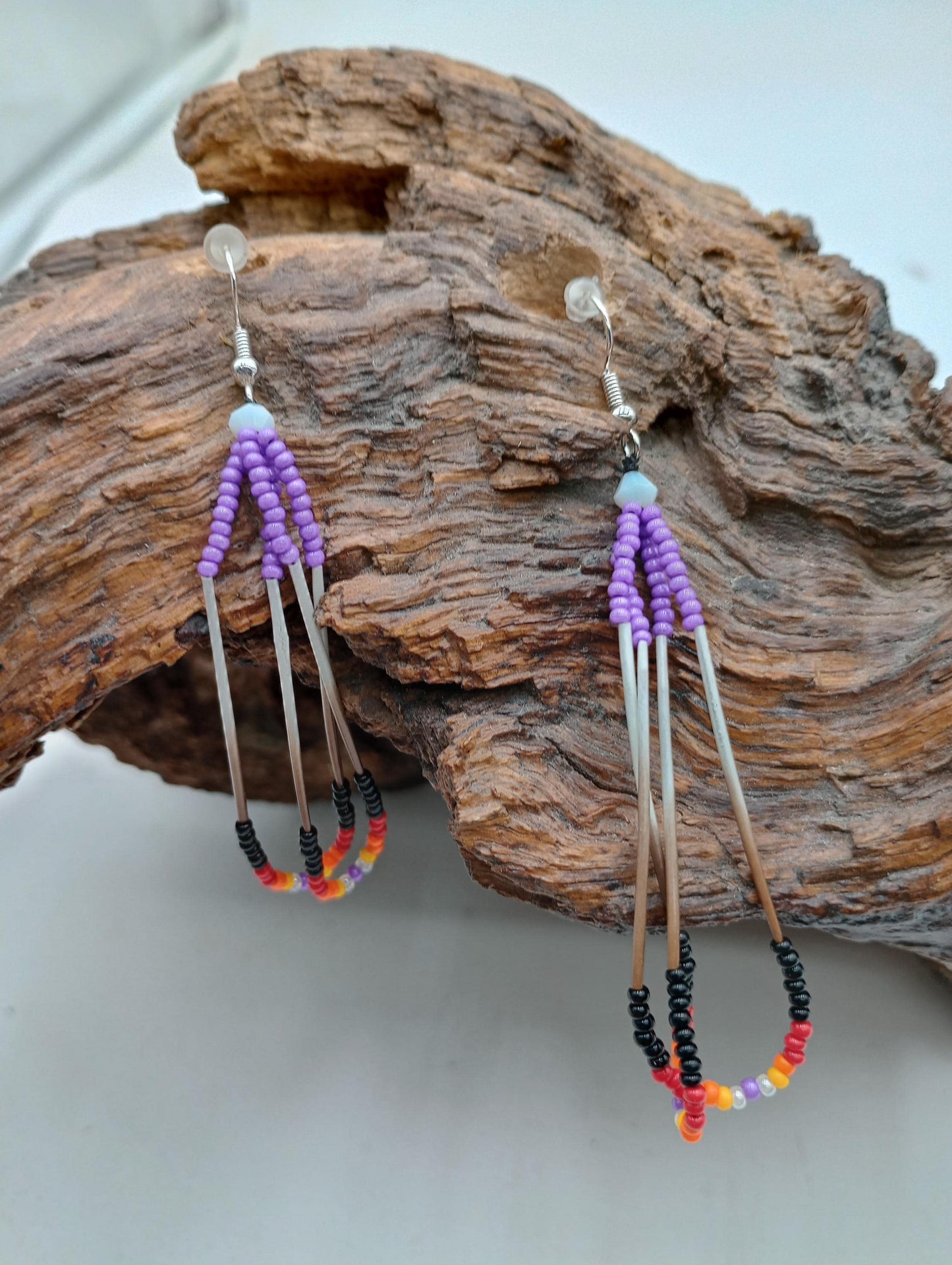 Handmade Porcupine Quill Earrings: Anishinaabe Beadwork