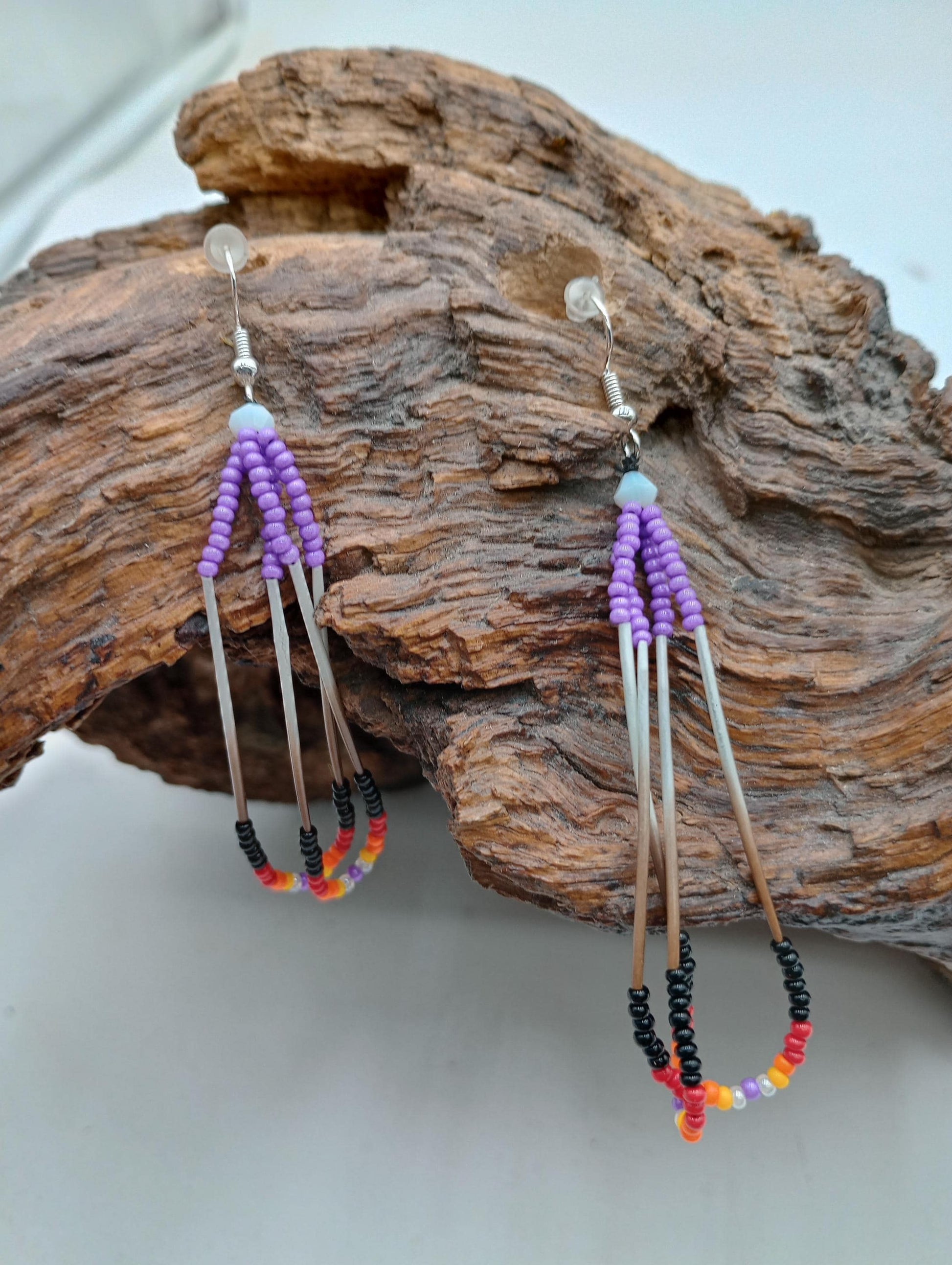 Handmade Porcupine Quill Earrings: Anishinaabe Beadwork