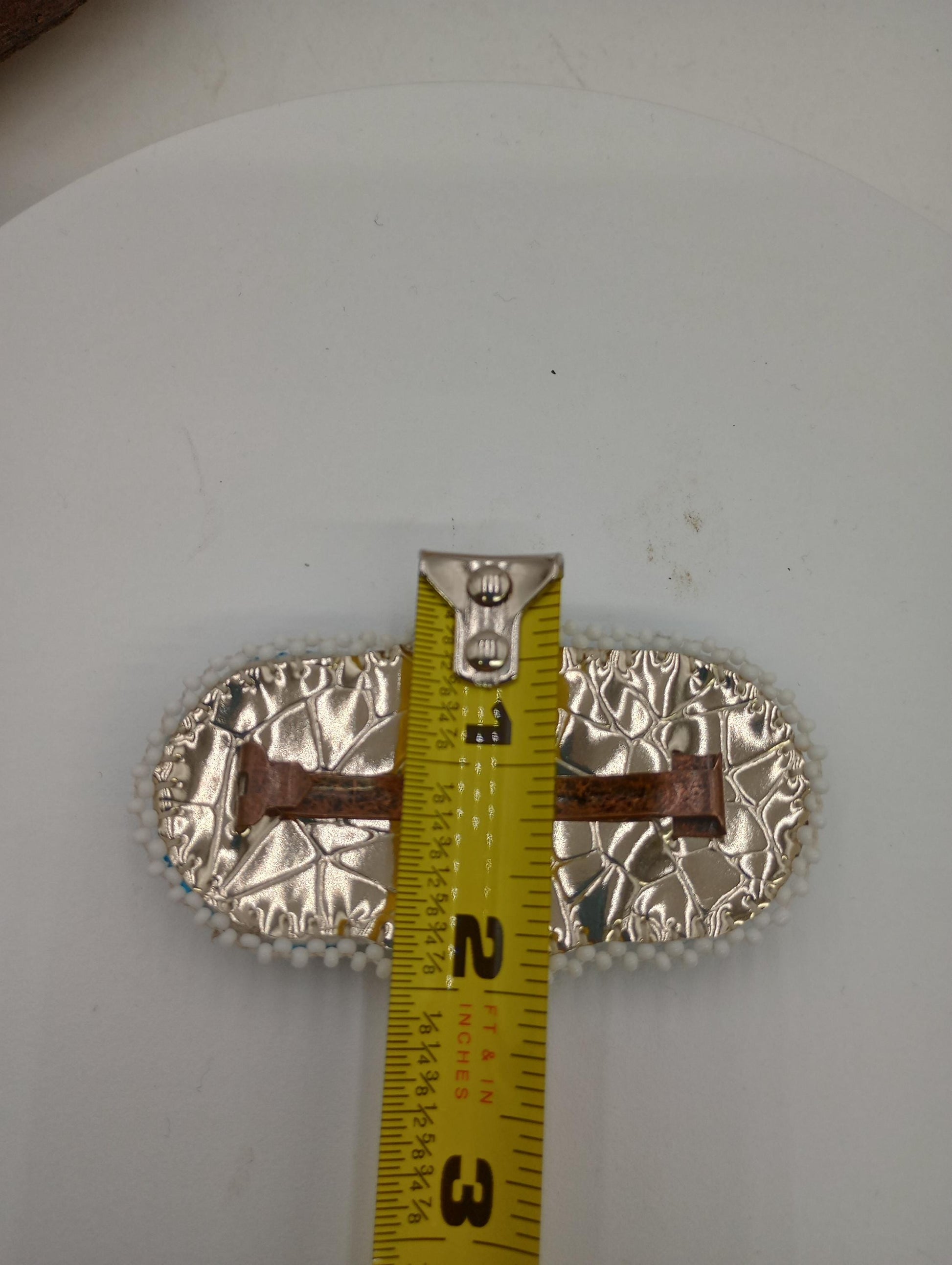 Sky blue mirror hair barrette Ojibwe made/Authentic