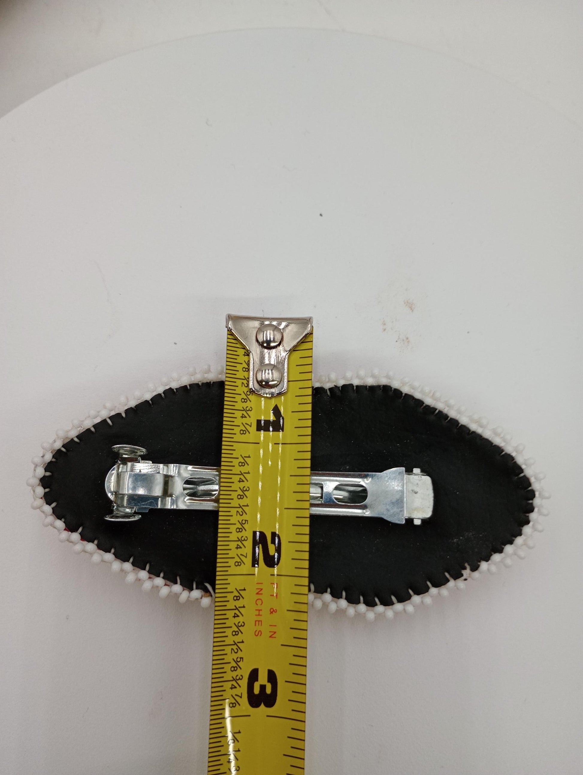 Red hand design hair barrette Ojibwe/Traditional