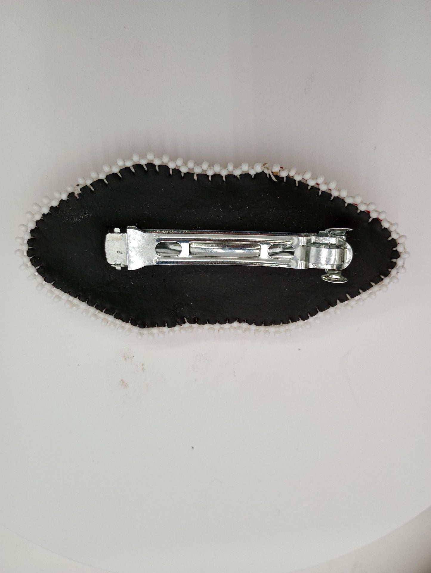 Red hand design hair barrette Ojibwe/Traditional