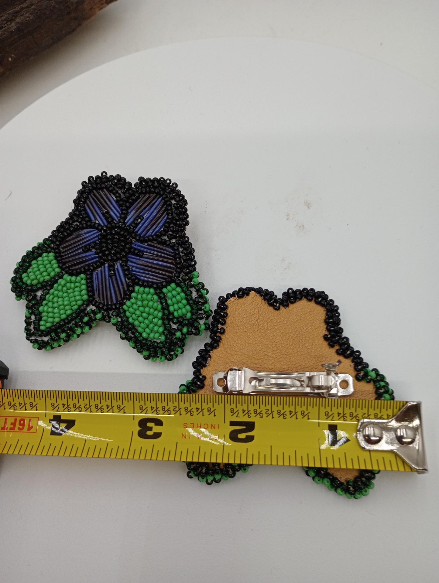 Porcupine Quill Royal blue daisy hair clips Handmade