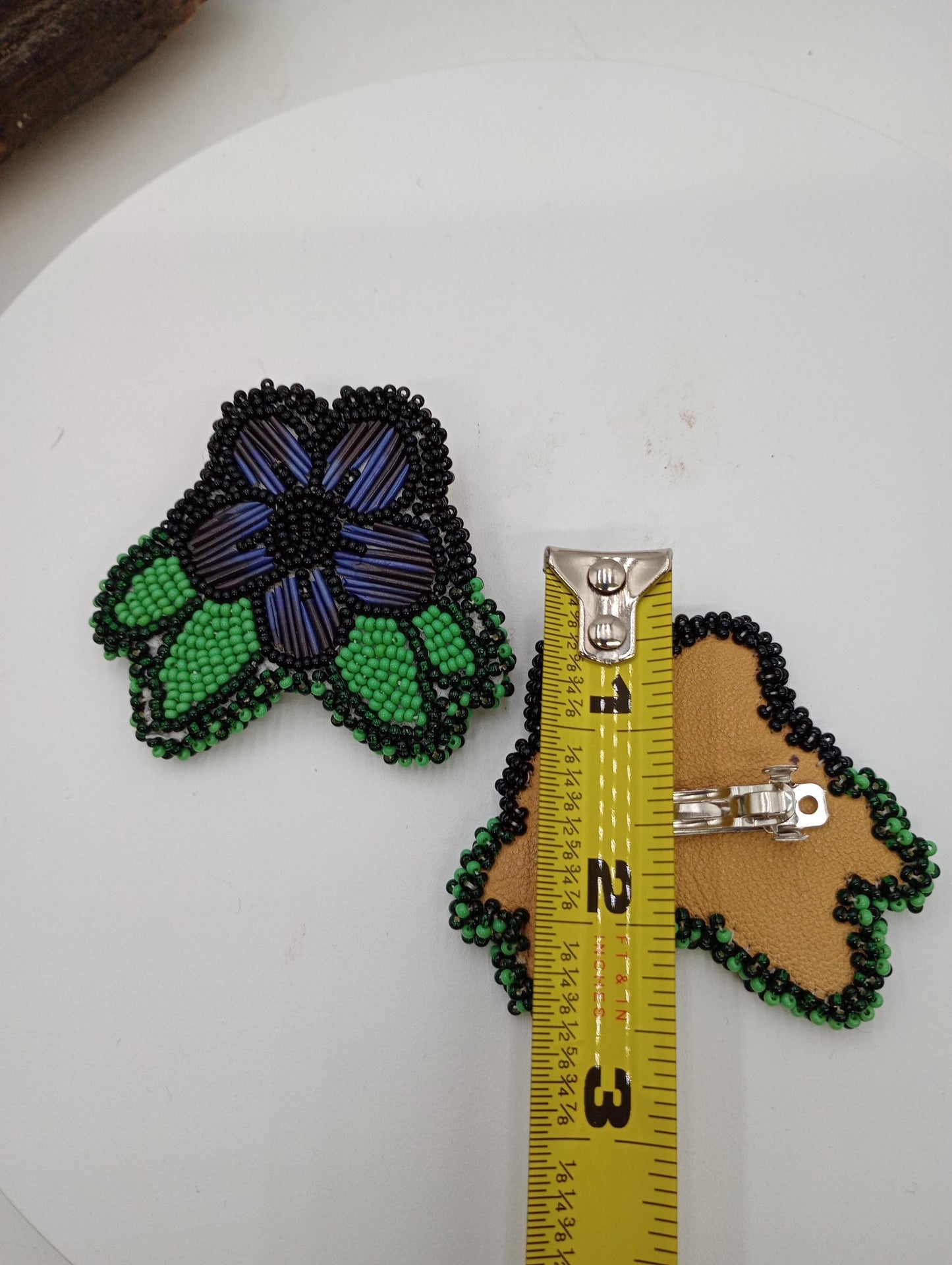 Porcupine Quill Royal blue daisy hair clips Handmade