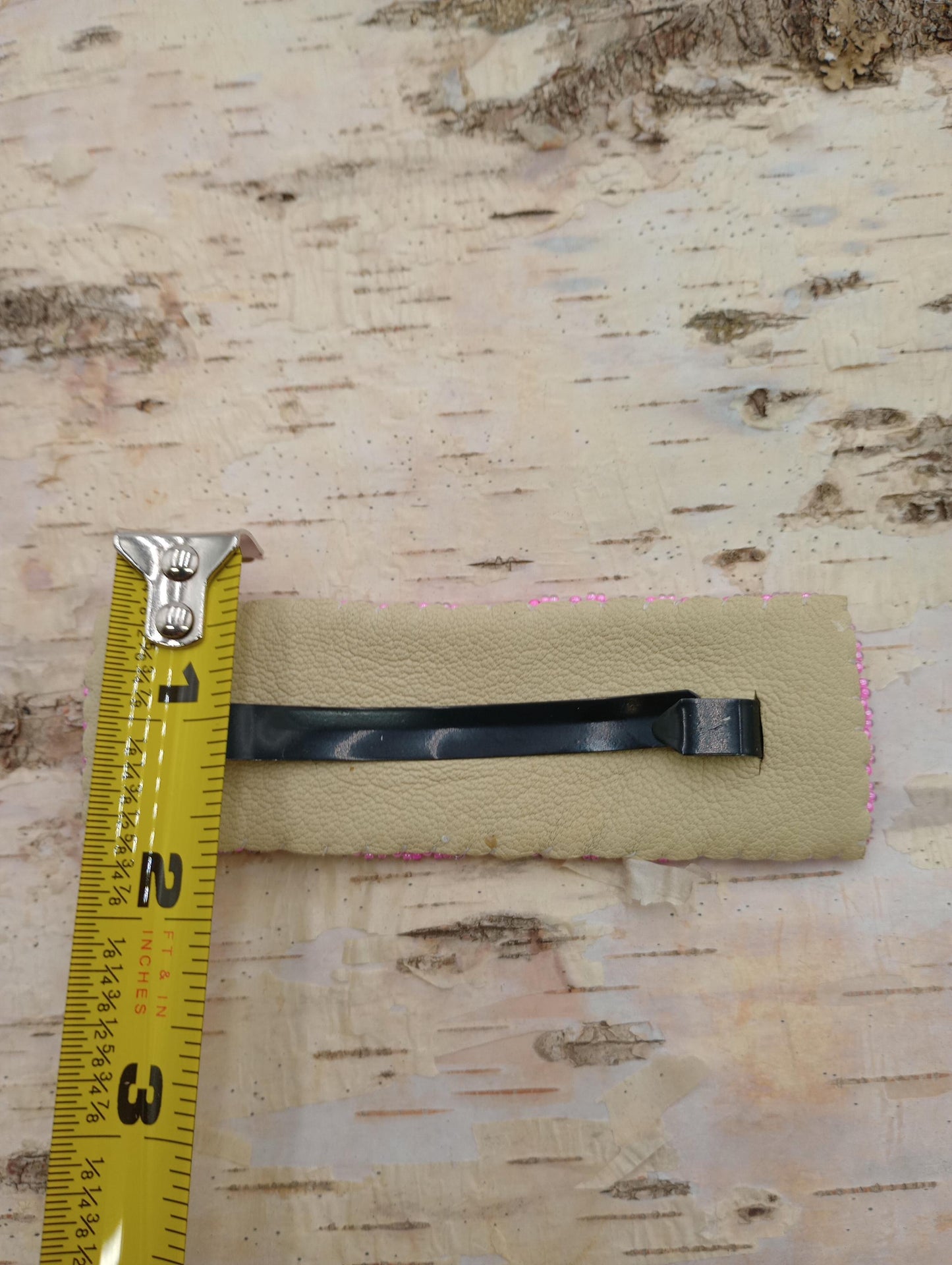 Loom Beaded Feather Hair Barrette - Native Made - Leather Backing