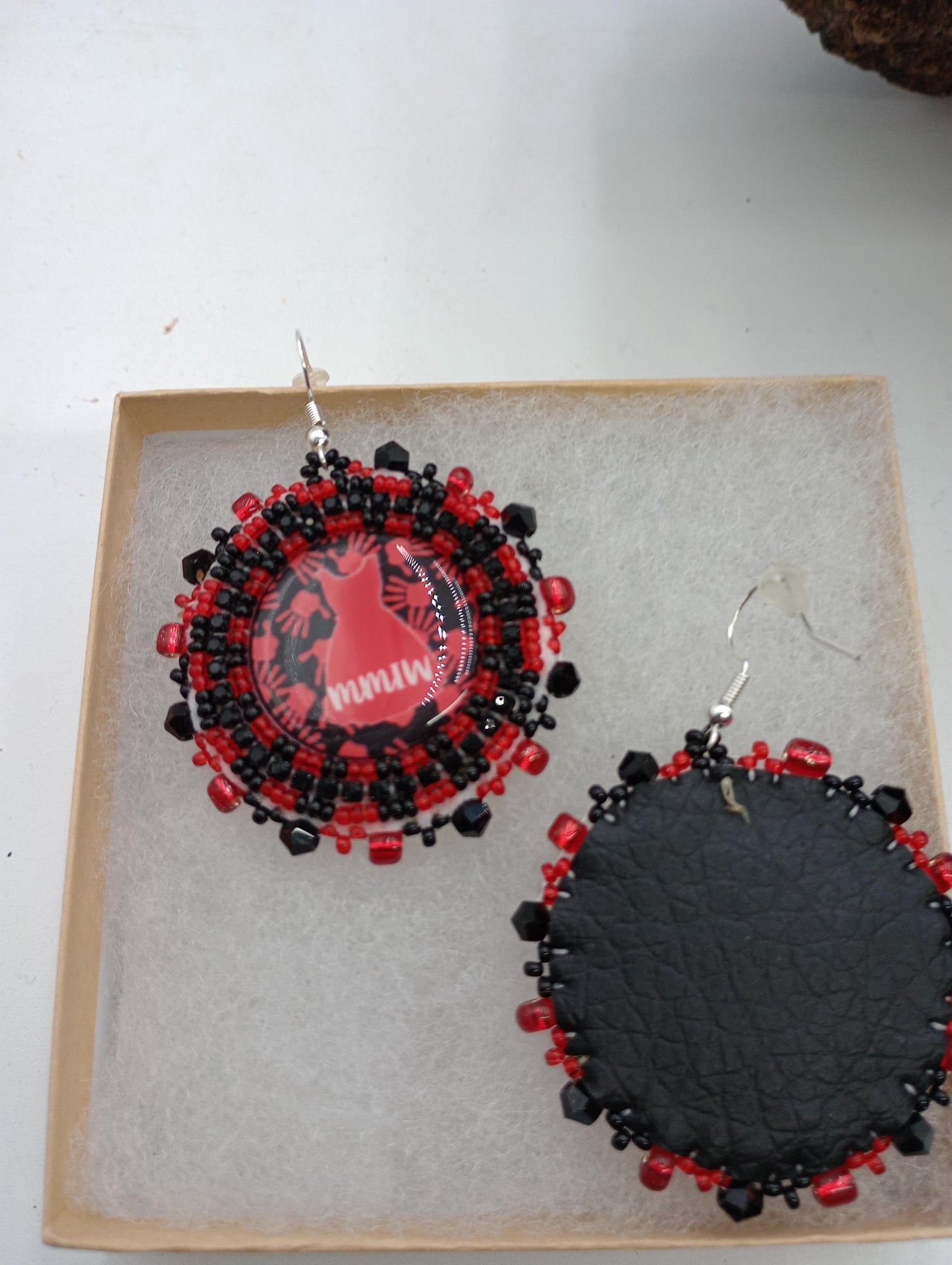 Red dress Mmiw Earrings: Anishinaabe Ojibwe Beadwork