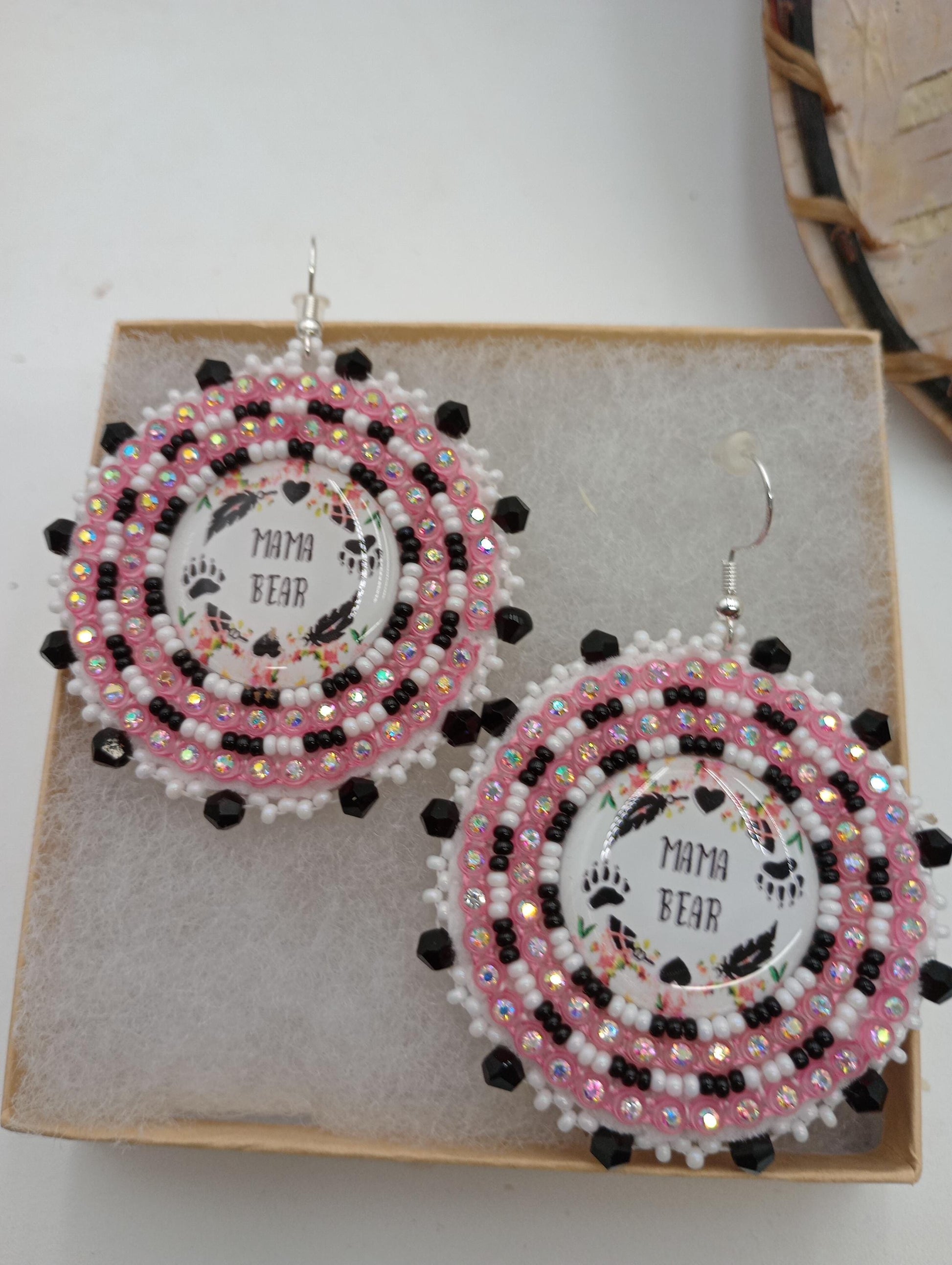 Mama Bear cab Earrings: Anishinaabe/Ojibwe- Hypoallergenic Hooks