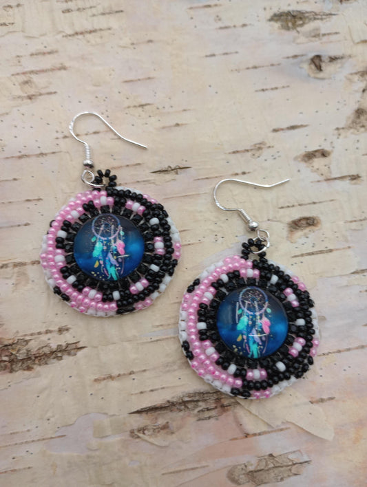 Dream catcher Beaded Earrings: Anishinaabe/Ojibwe