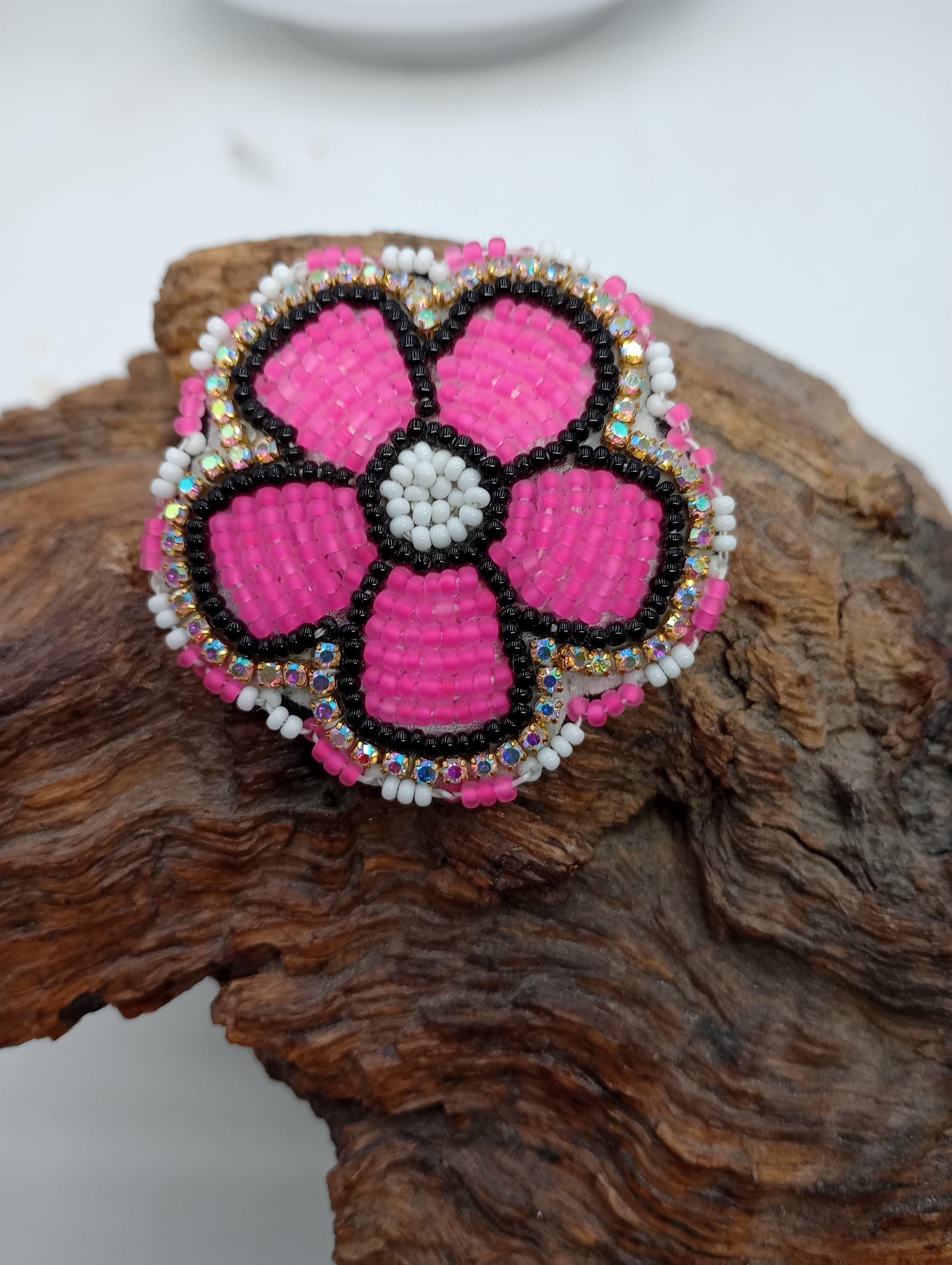 Neon pink Daisy flower pin Handmade/Floral