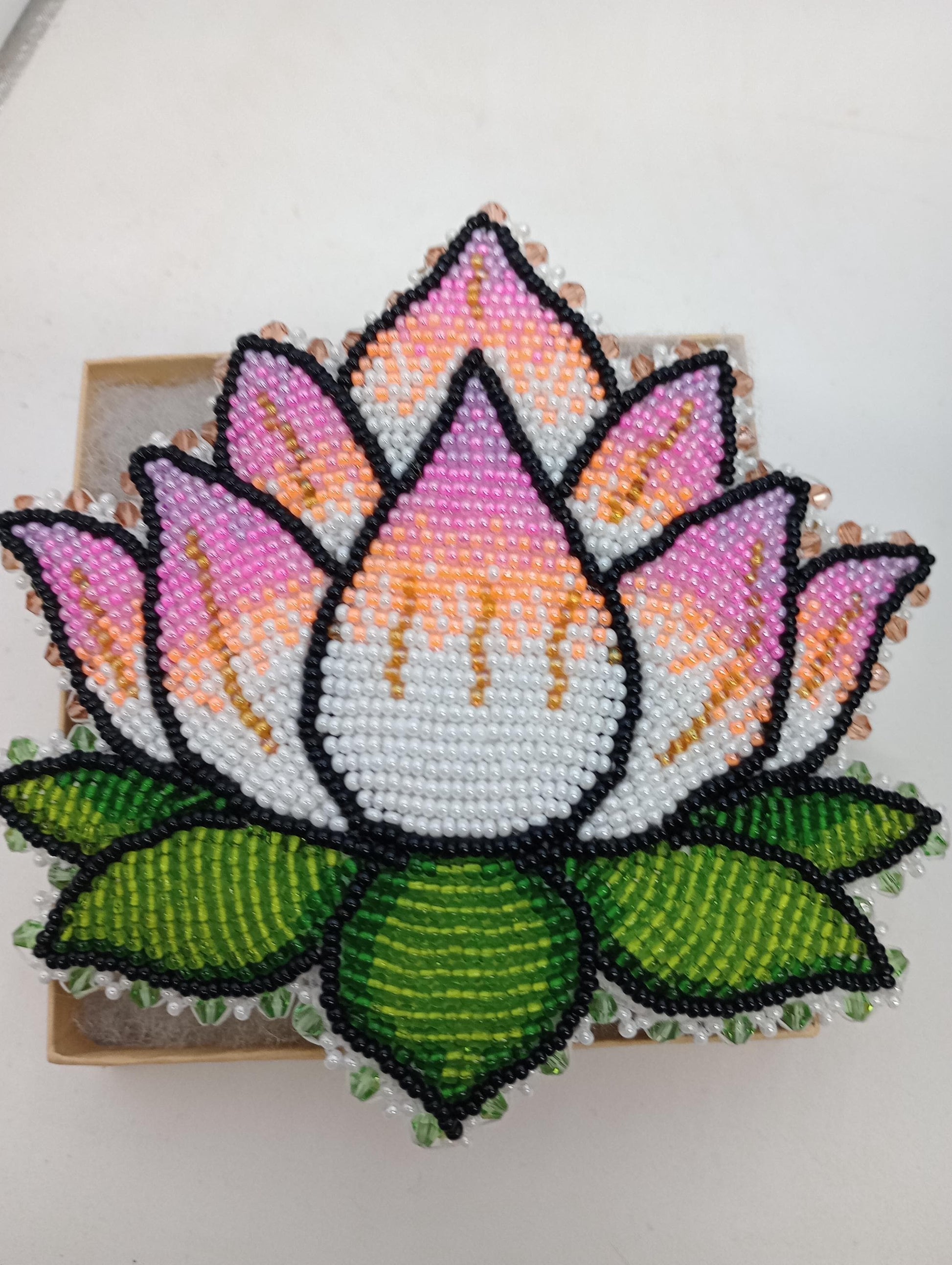 Hand Beaded Lotus Flower Barrette – Ojibwe Artisan Design