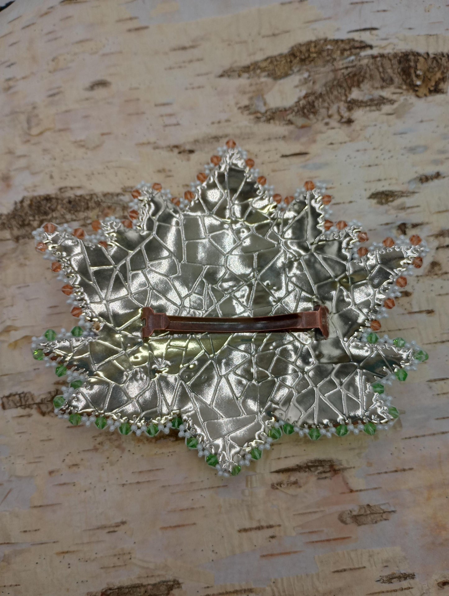 Hand Beaded Lotus Flower Barrette – Ojibwe Artisan Design