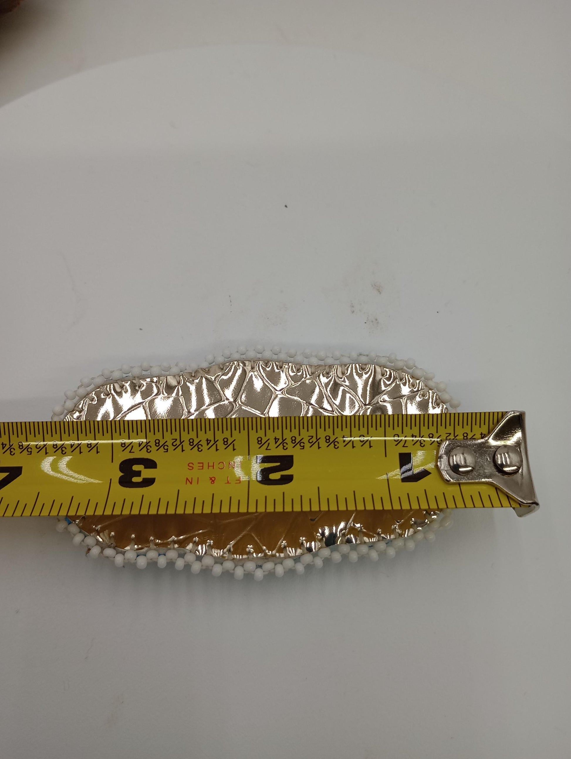 Sky blue mirror hair barrette Ojibwe made/Authentic