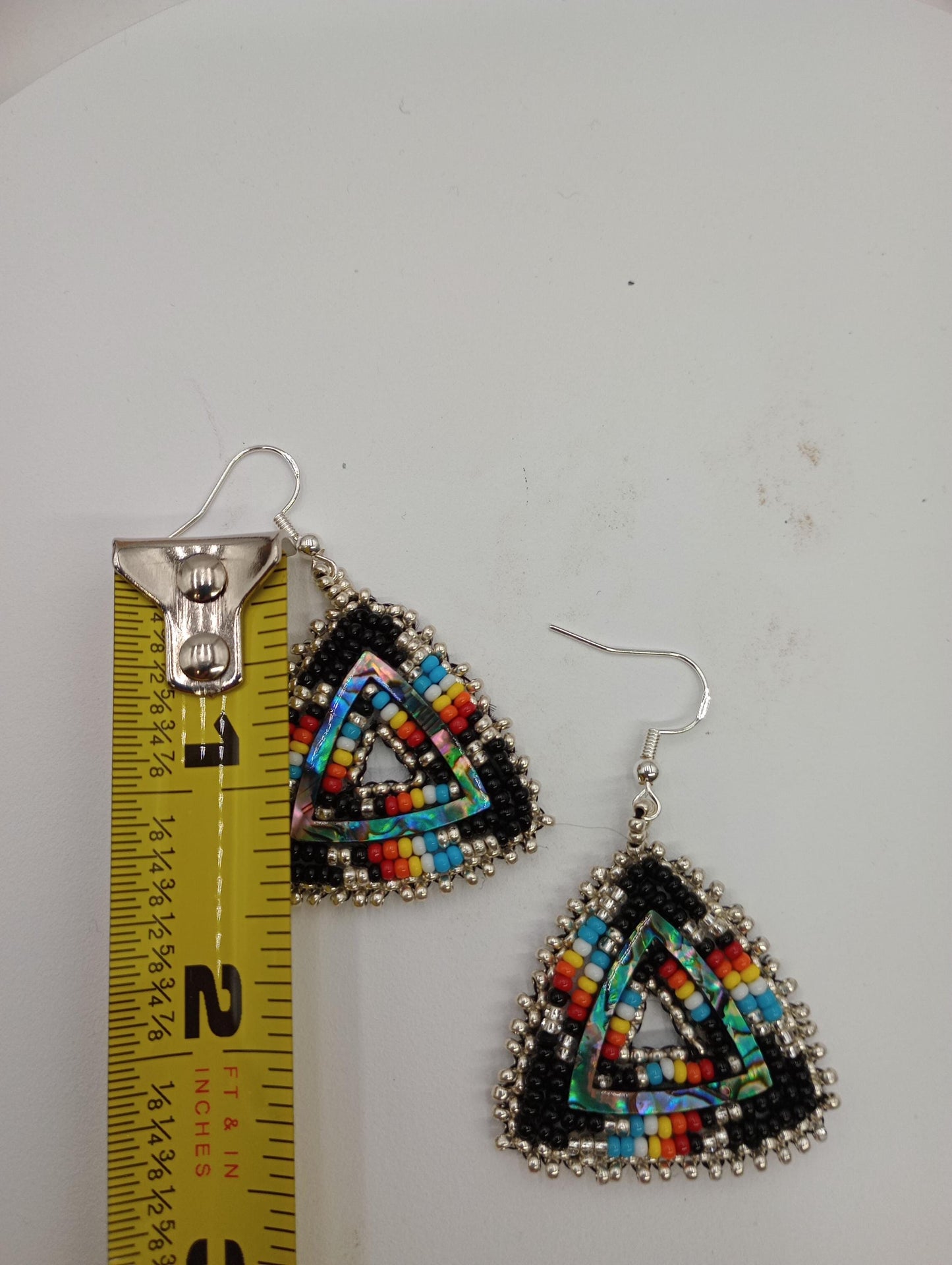 Turquoise opal triangle earrings Ojibwe/Authentic