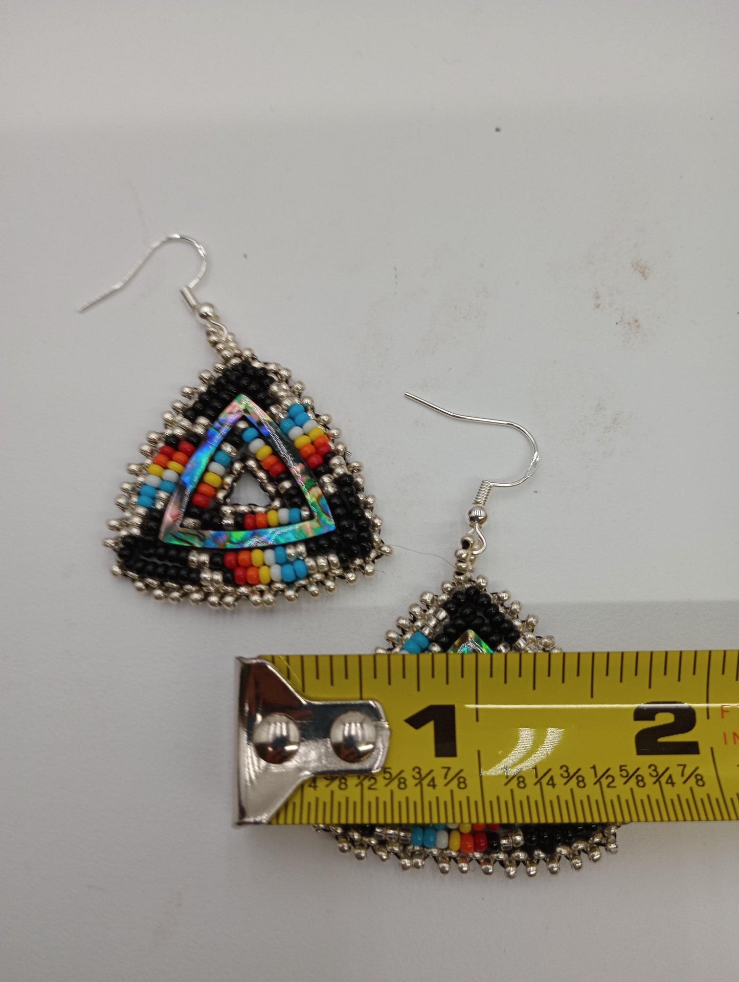 Turquoise opal triangle earrings Ojibwe/Authentic