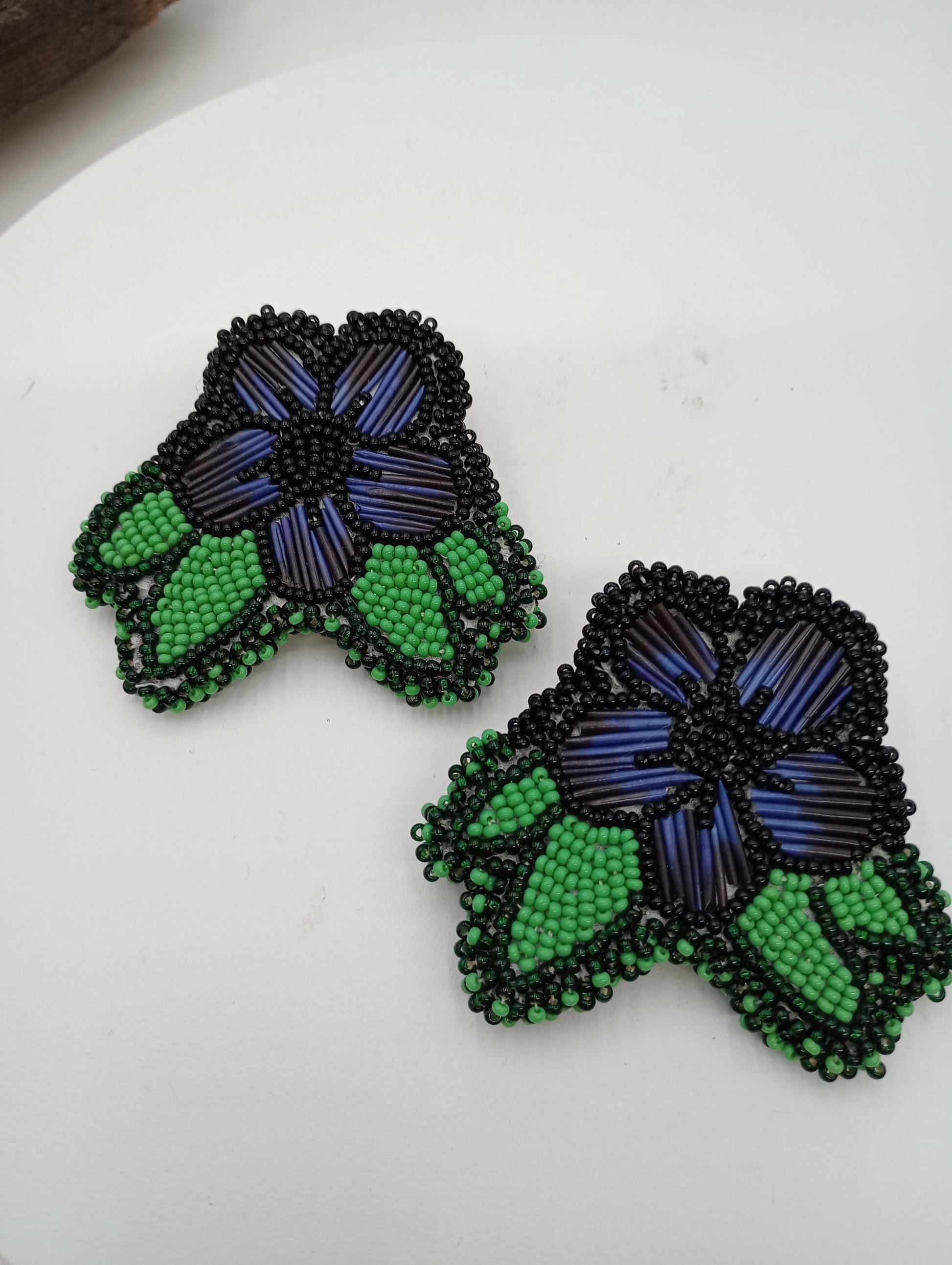 Porcupine Quill Royal blue daisy hair clips Handmade