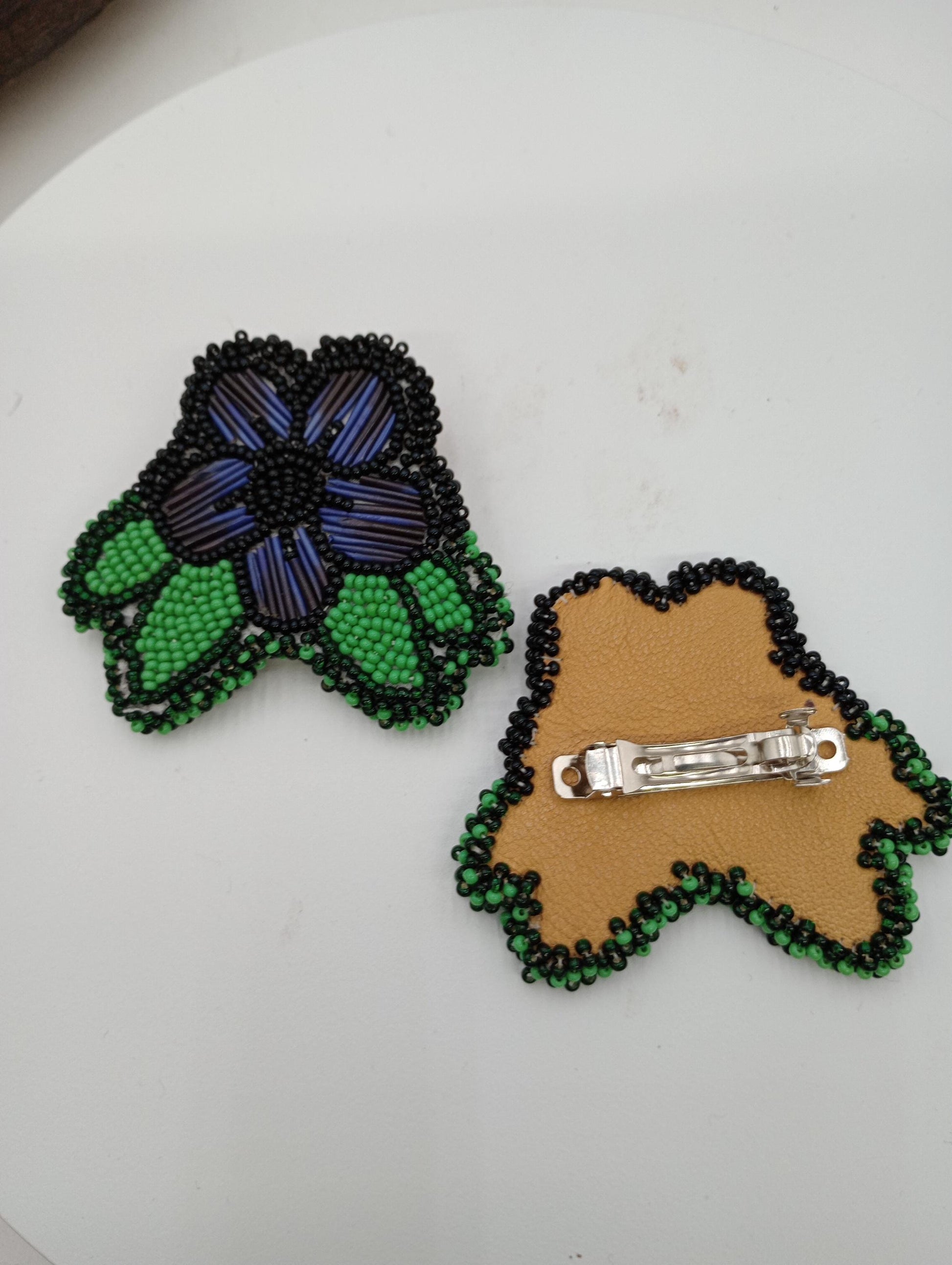 Porcupine Quill Royal blue daisy hair clips Handmade