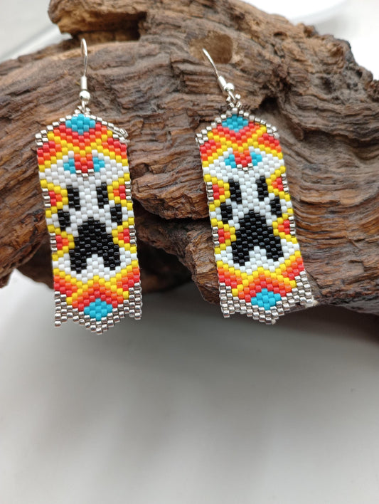 Bear paw Paradise brick stitch earring Handmade-Traditional