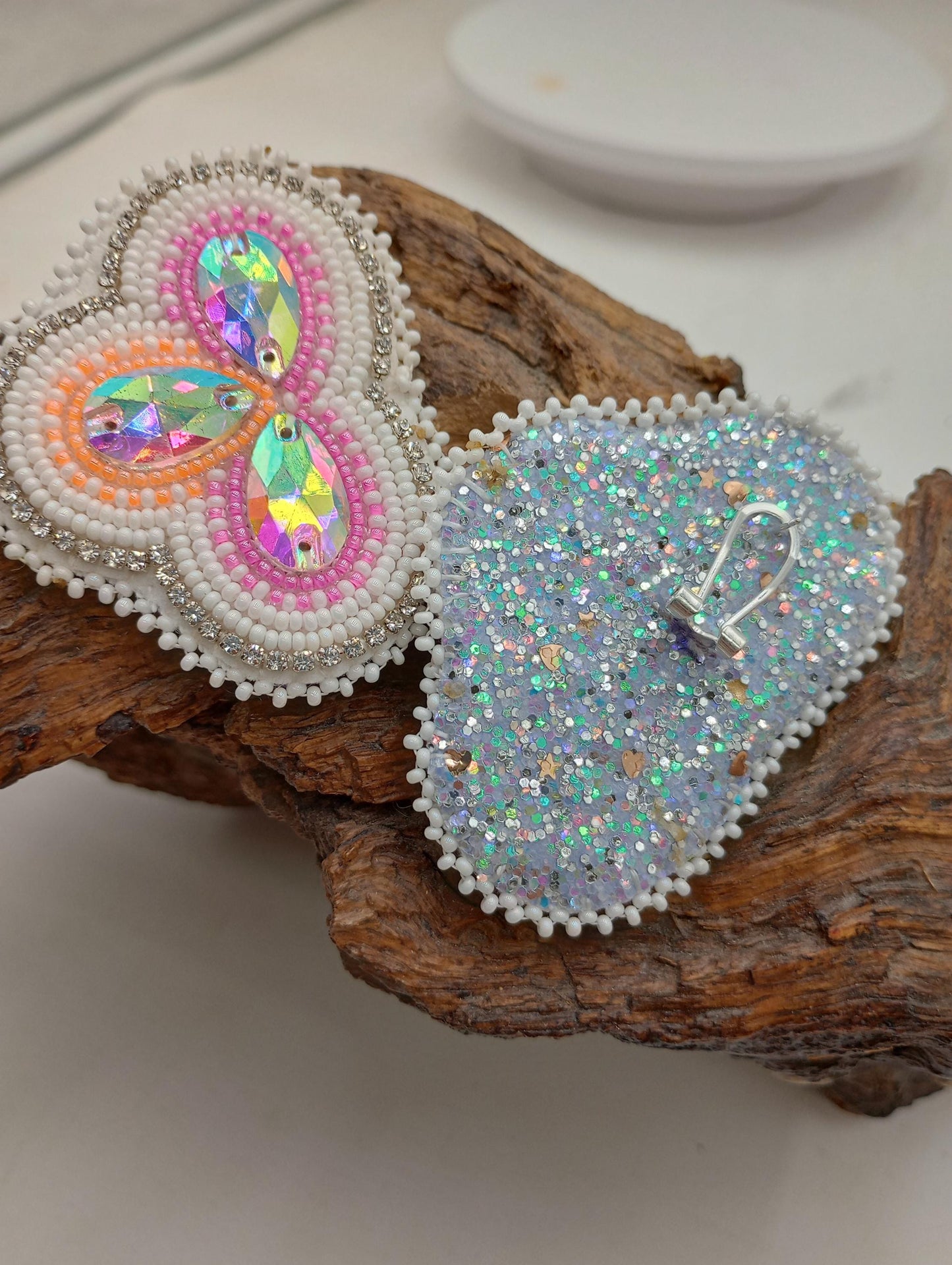 Beautiful Hand Beaded Tripled Centered Earrings - Ojibwe/Anishinaabe made - Free Shipping