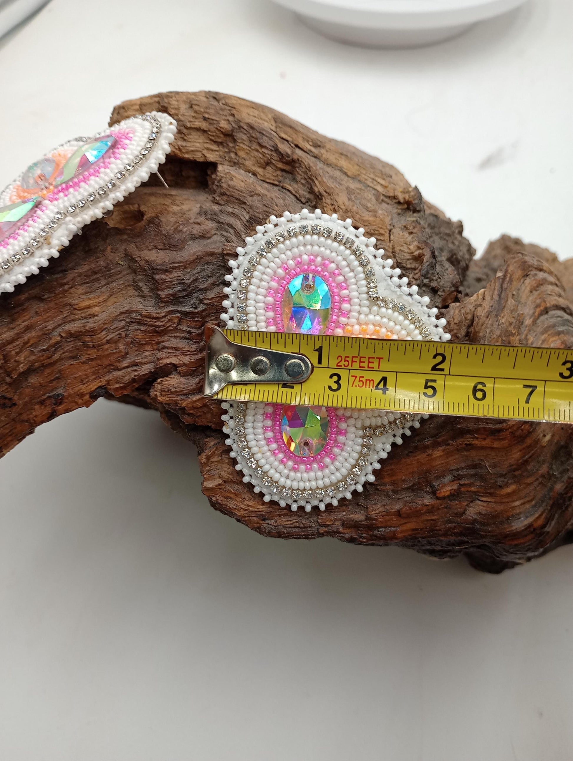 Beautiful Hand Beaded Tripled Centered Earrings - Ojibwe/Anishinaabe made - Free Shipping