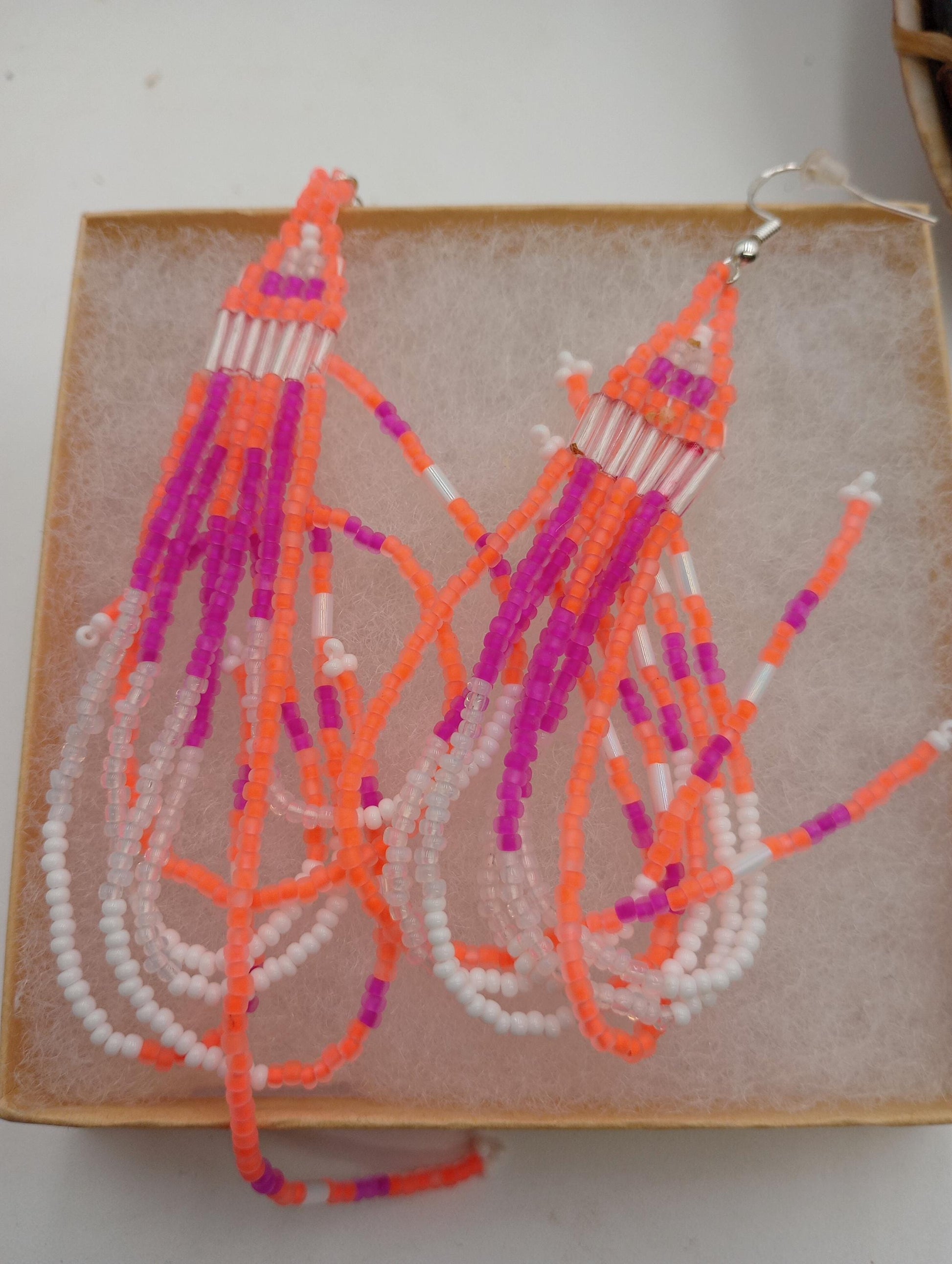 Anishinaabe Ojibwe Beaded Dangle Earrings