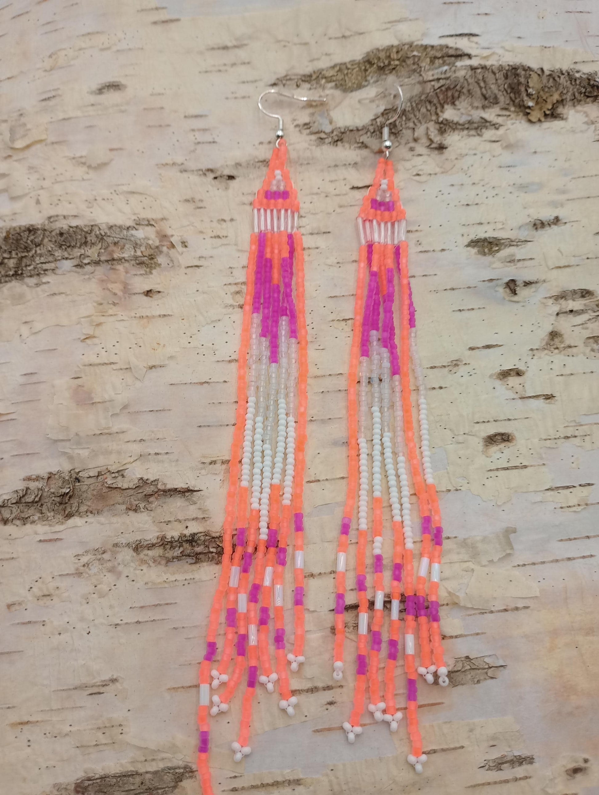 Anishinaabe Ojibwe Beaded Dangle Earrings