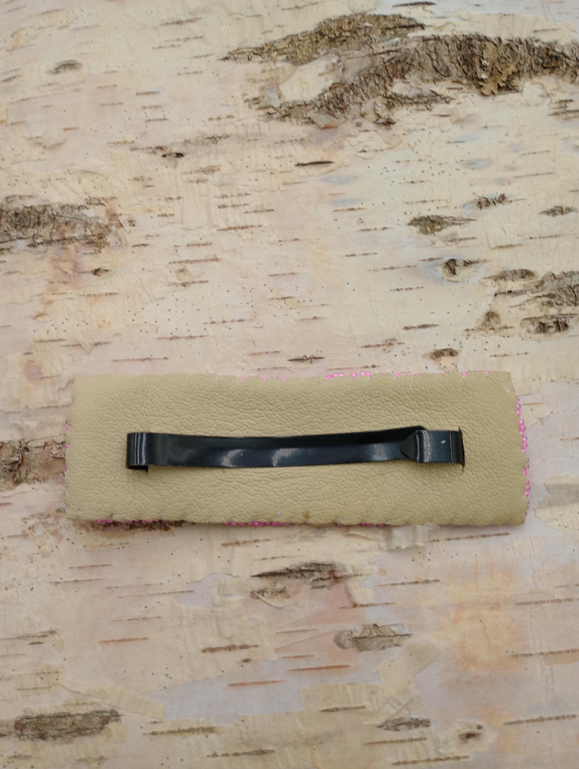 Loom Beaded Feather Hair Barrette - Native Made - Leather Backing