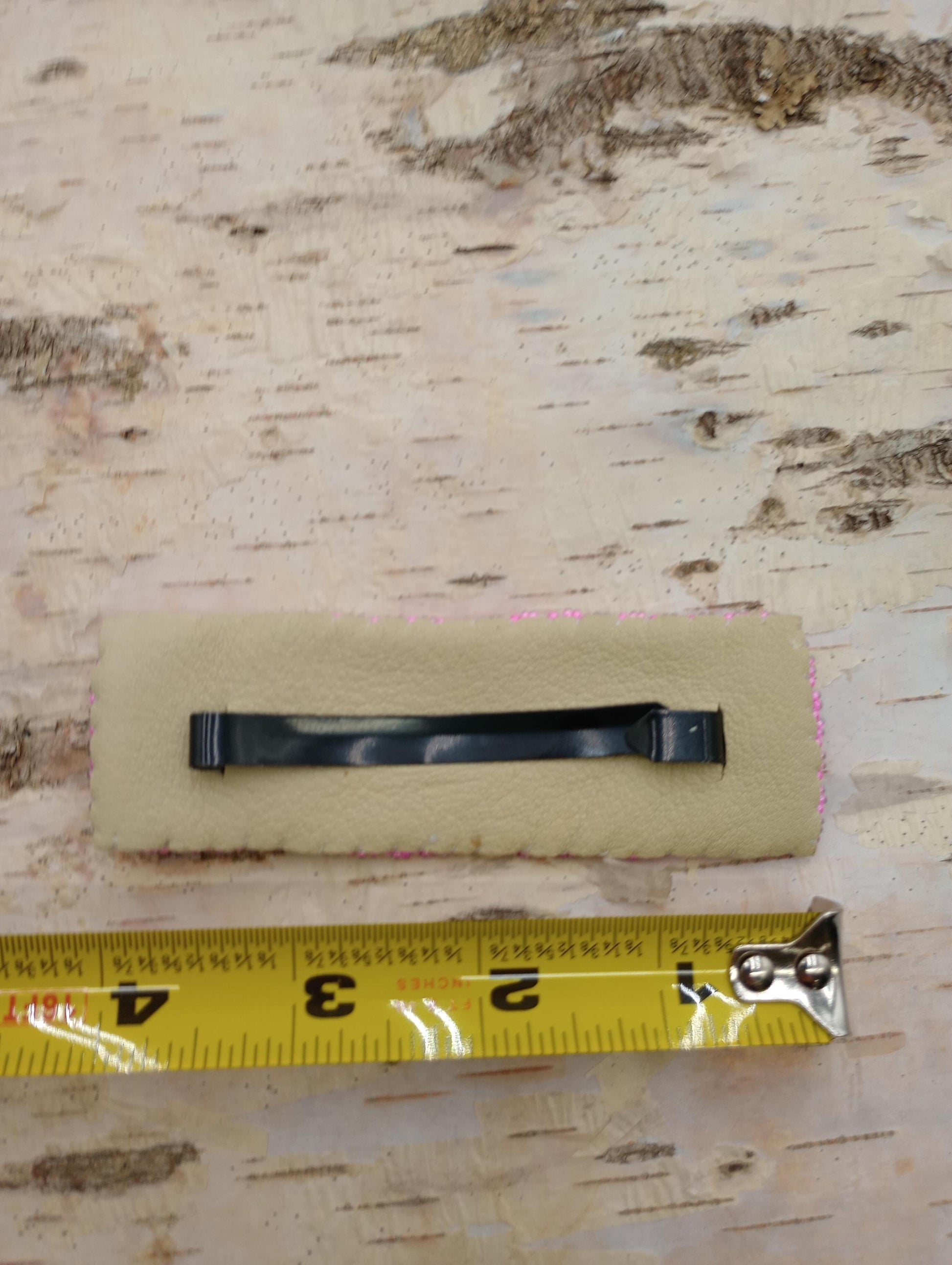 Loom Beaded Feather Hair Barrette - Native Made - Leather Backing