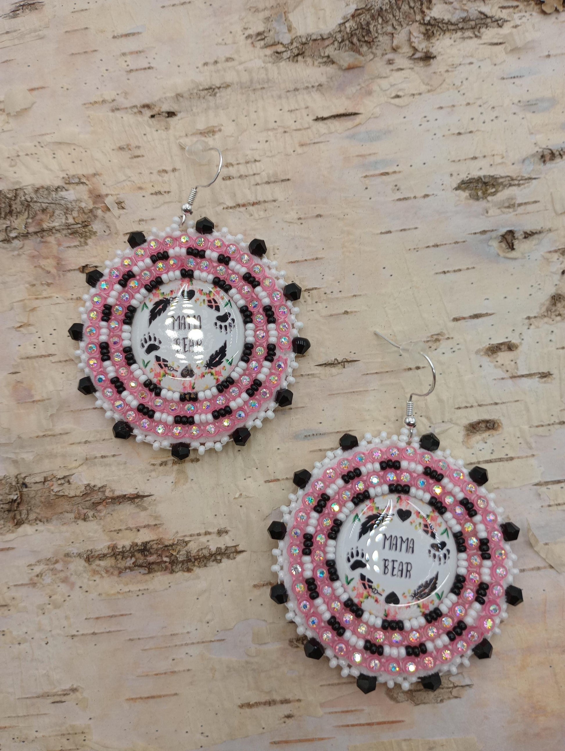 Mama Bear cab Earrings: Anishinaabe/Ojibwe- Hypoallergenic Hooks