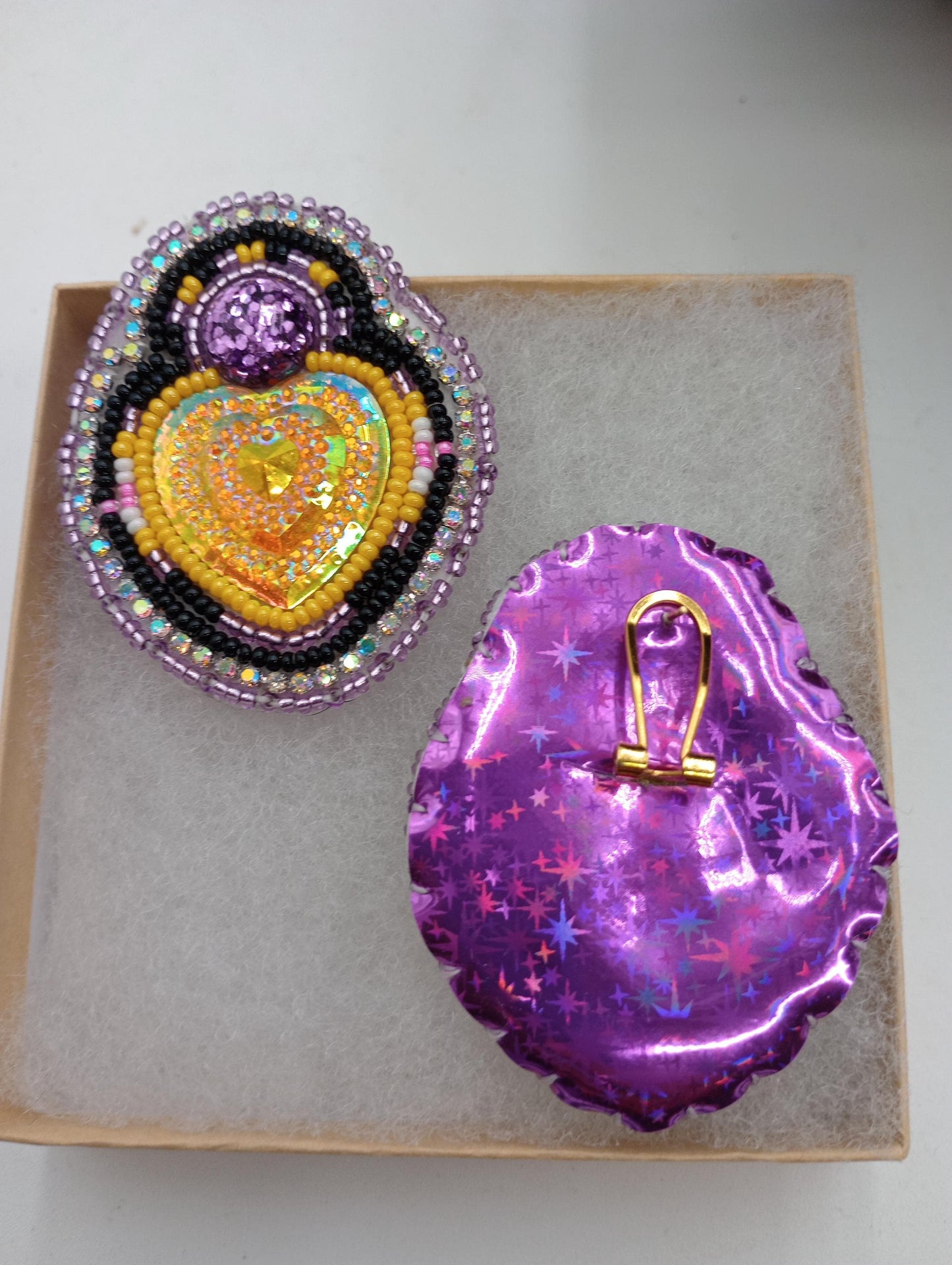 Purple Heart Beaded Earrings – Tribal Artisan Jewelry