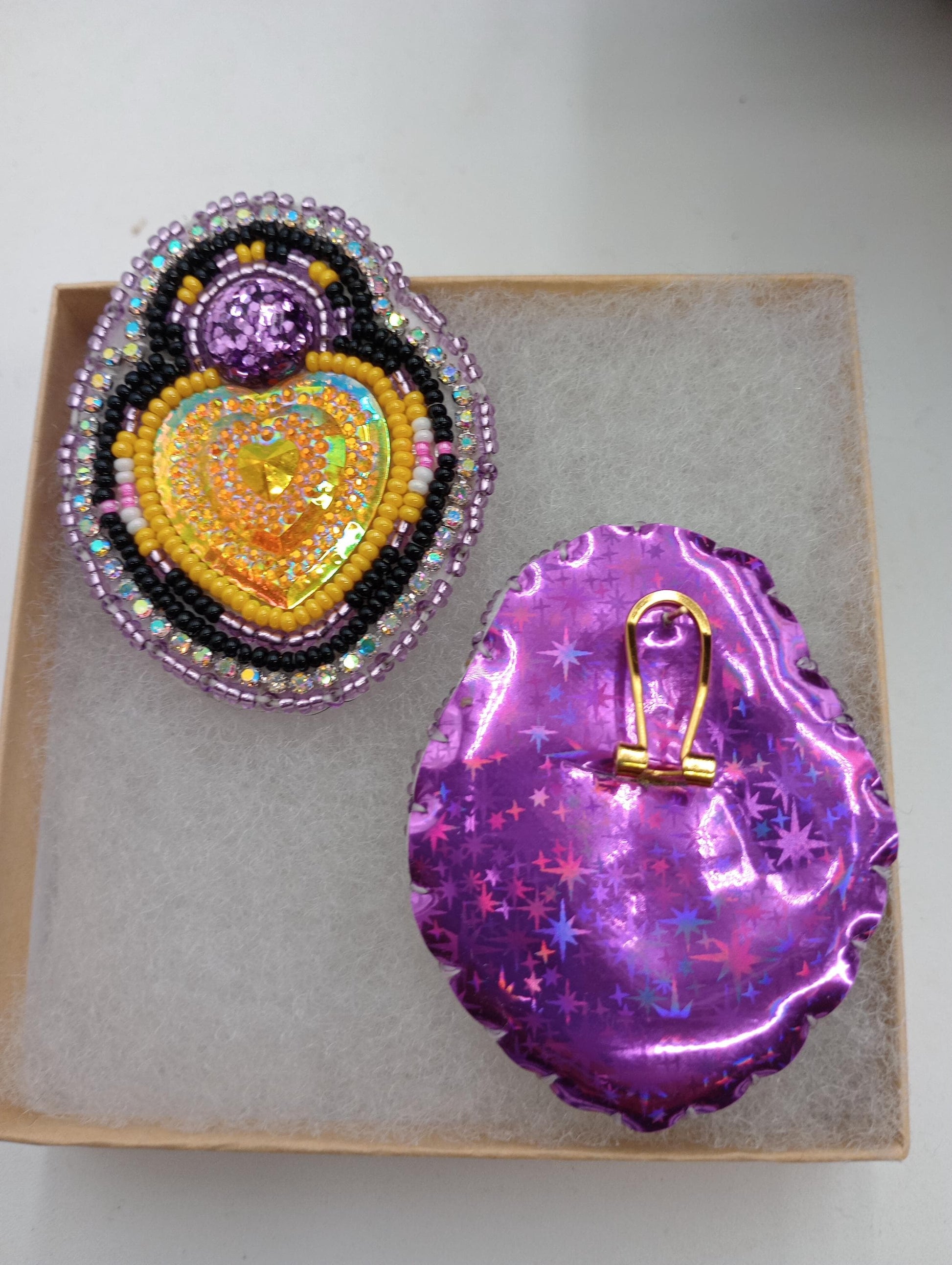 Purple Heart Beaded Earrings – Tribal Artisan Jewelry