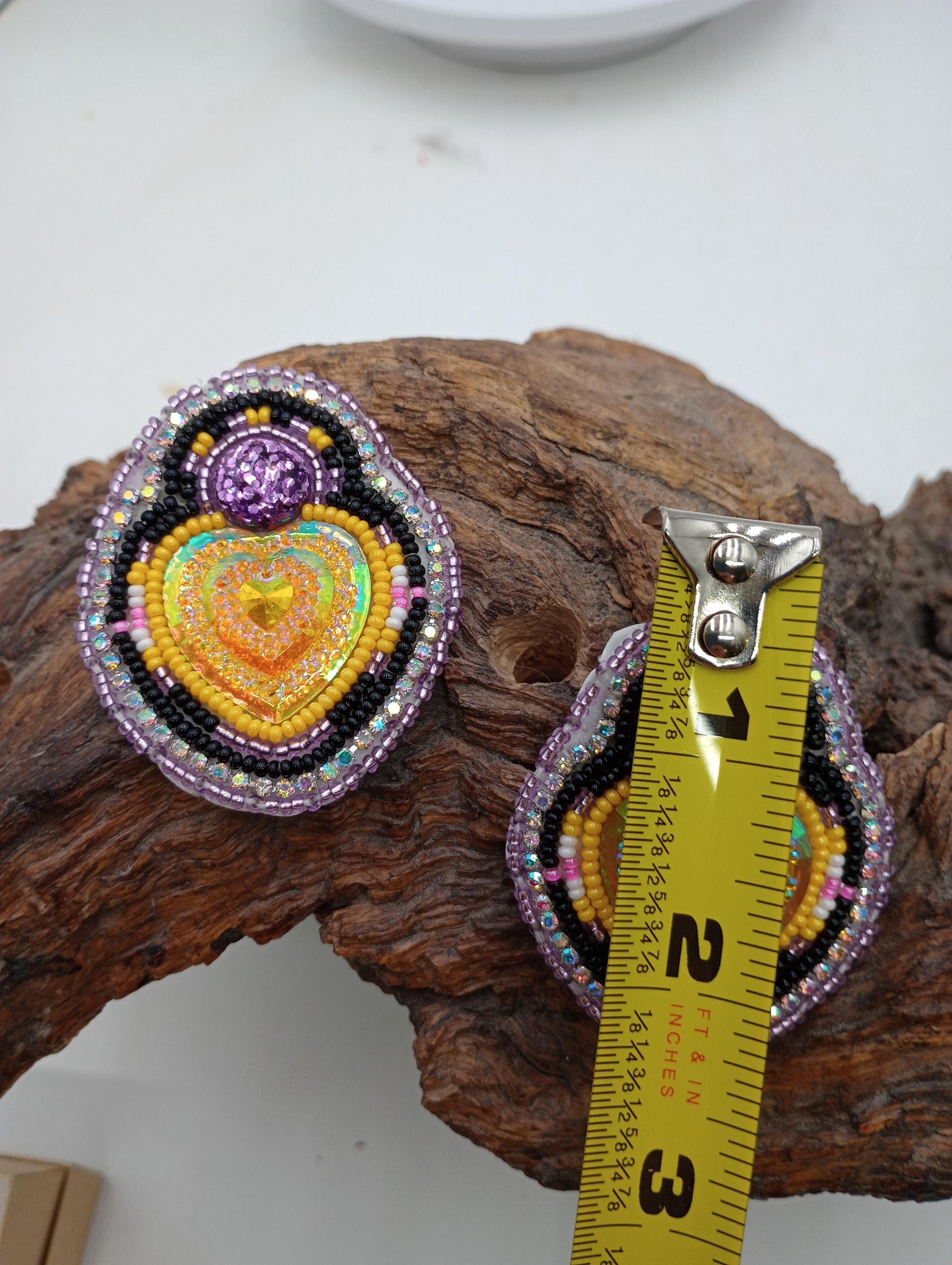 Purple Heart Beaded Earrings – Tribal Artisan Jewelry