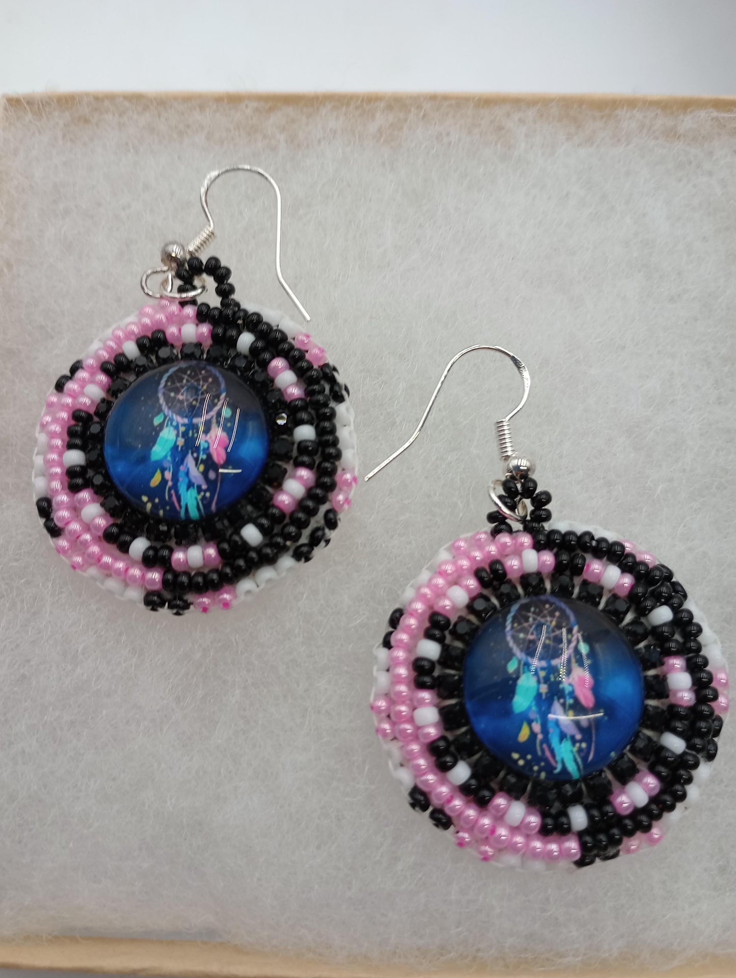 Dream catcher Beaded Earrings: Anishinaabe/Ojibwe