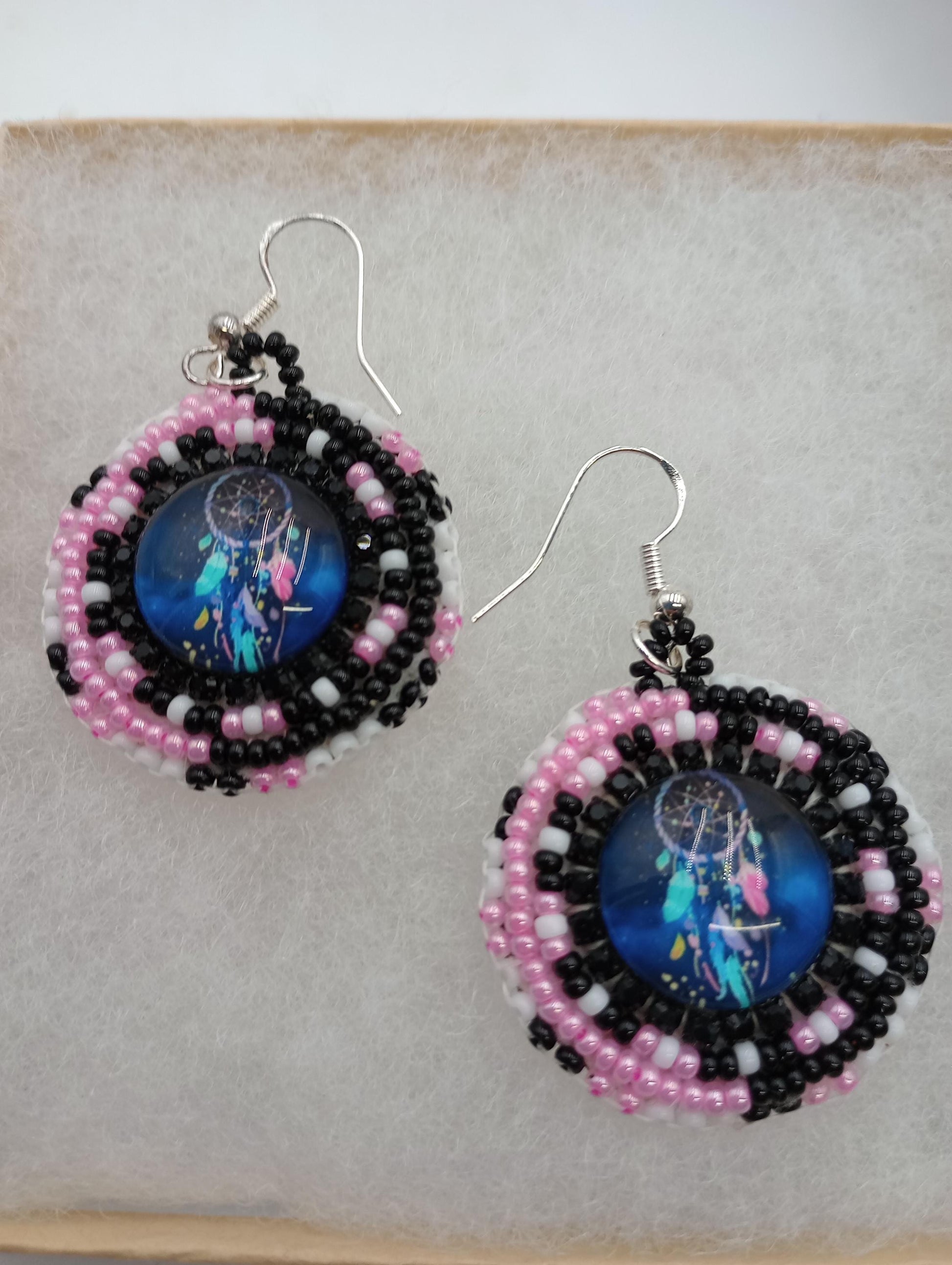 Dream catcher Beaded Earrings: Anishinaabe/Ojibwe