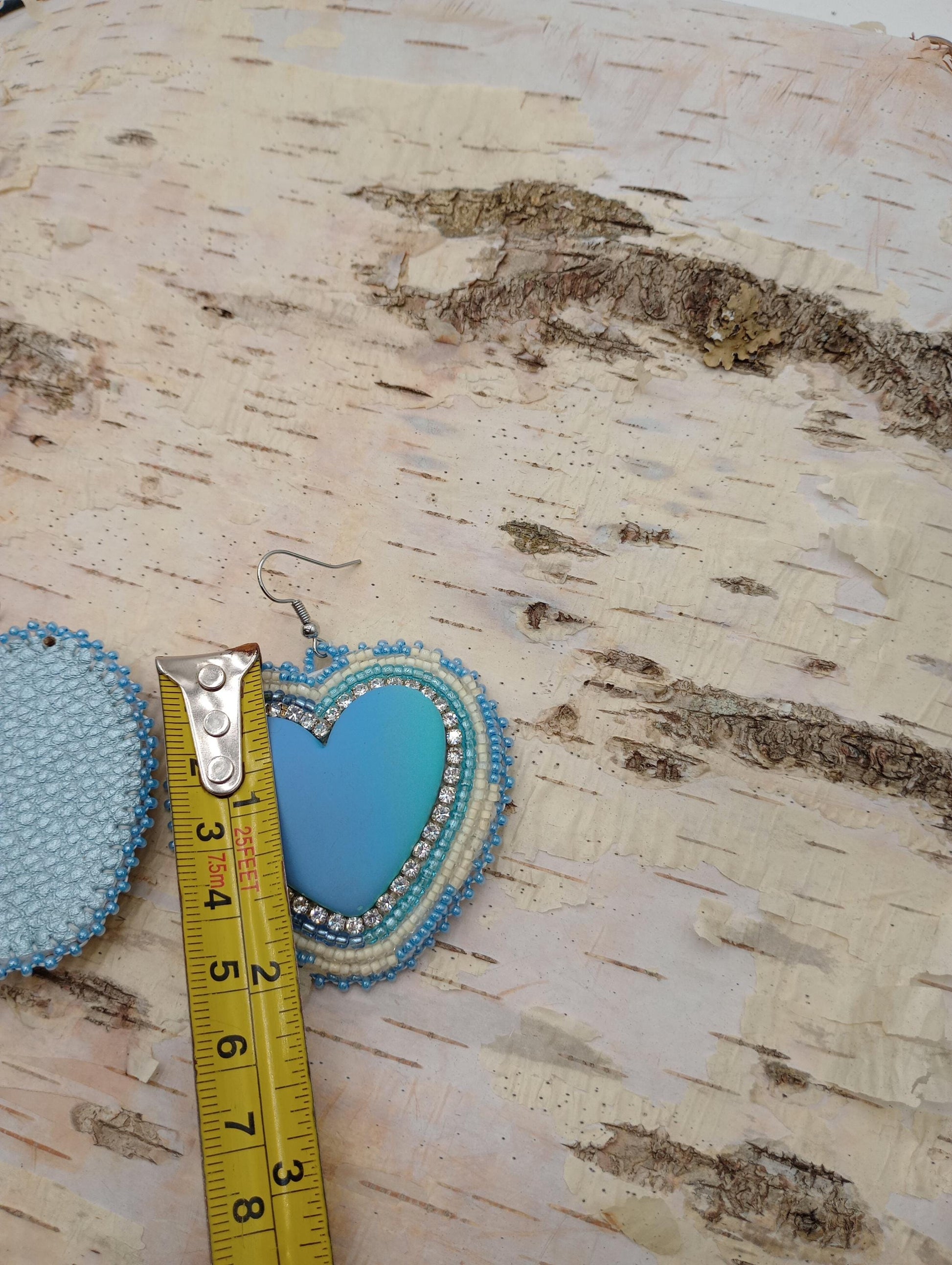 Handmade Beaded Heart Earrings: Anishinaabe Ojibwe Beadwork