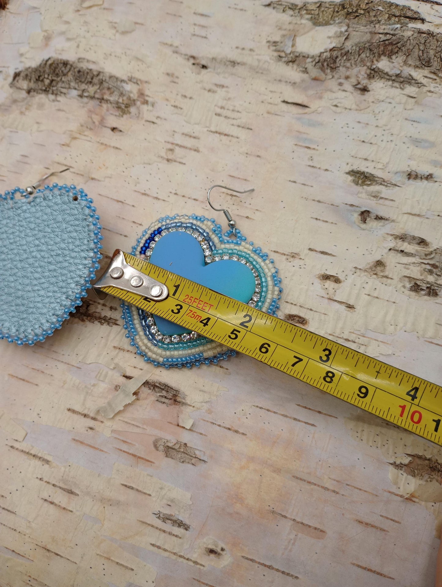 Handmade Beaded Heart Earrings: Anishinaabe Ojibwe Beadwork