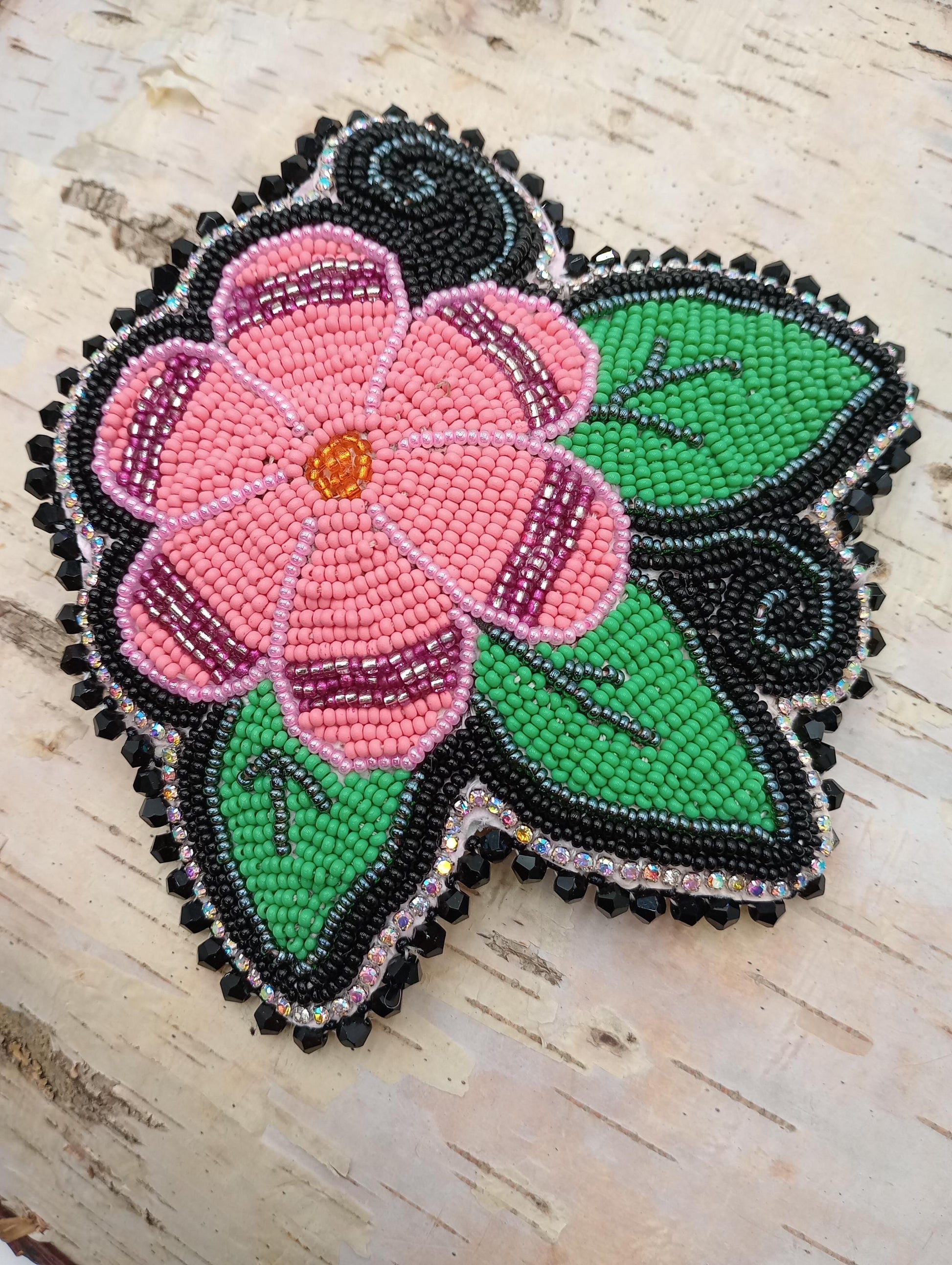 Hand Beaded Flower Barrette - Ojibwe/Anishinaabe Made